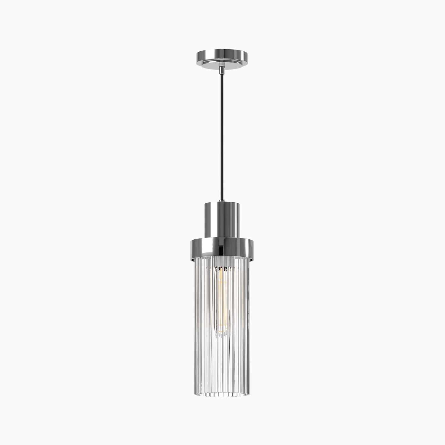 Gale 5" 1 Light Pendant in Chrome/Clear Ribbed Glass