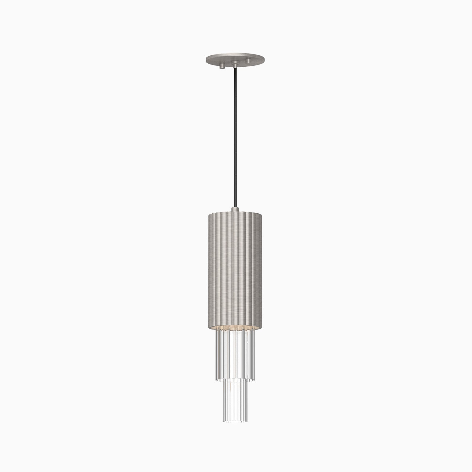 Pierson 4" LED Pendant in Brushed Nickel/Clear Ribbed Glass