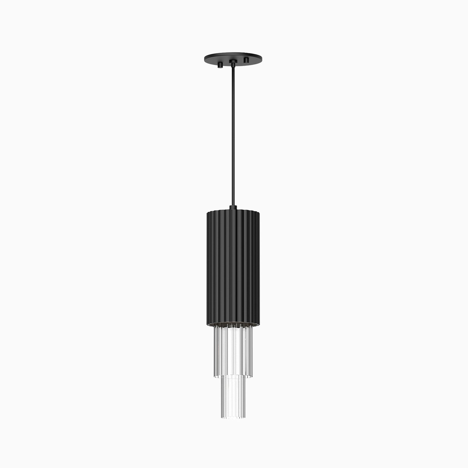 Pierson 4" LED Pendant in Clear Ribbed Glass/Matte Black