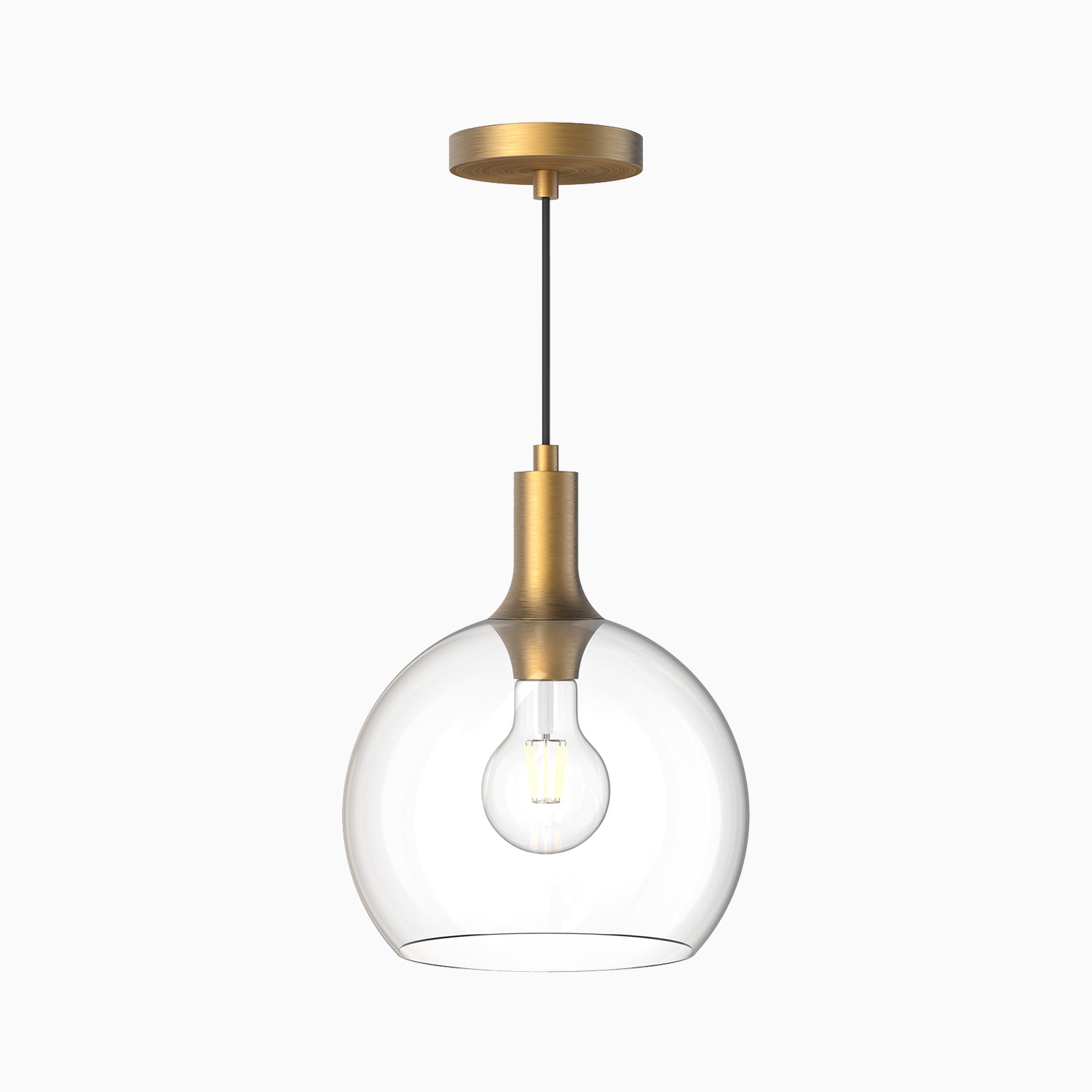 Wanda 10" 1 Light Pendant in Aged Gold/Clear Glass