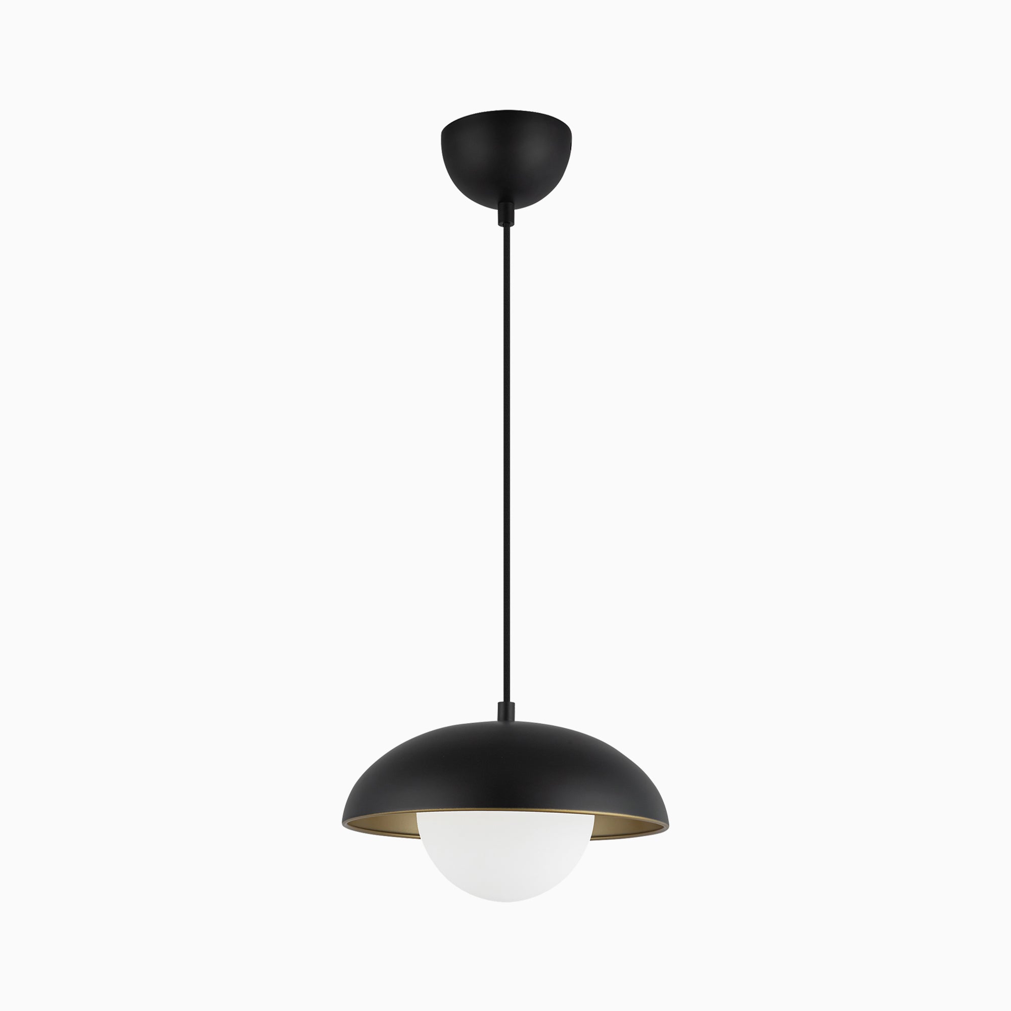 Harriet 11" 1 Light Pendant in Matte Black/Opal Matte Glass