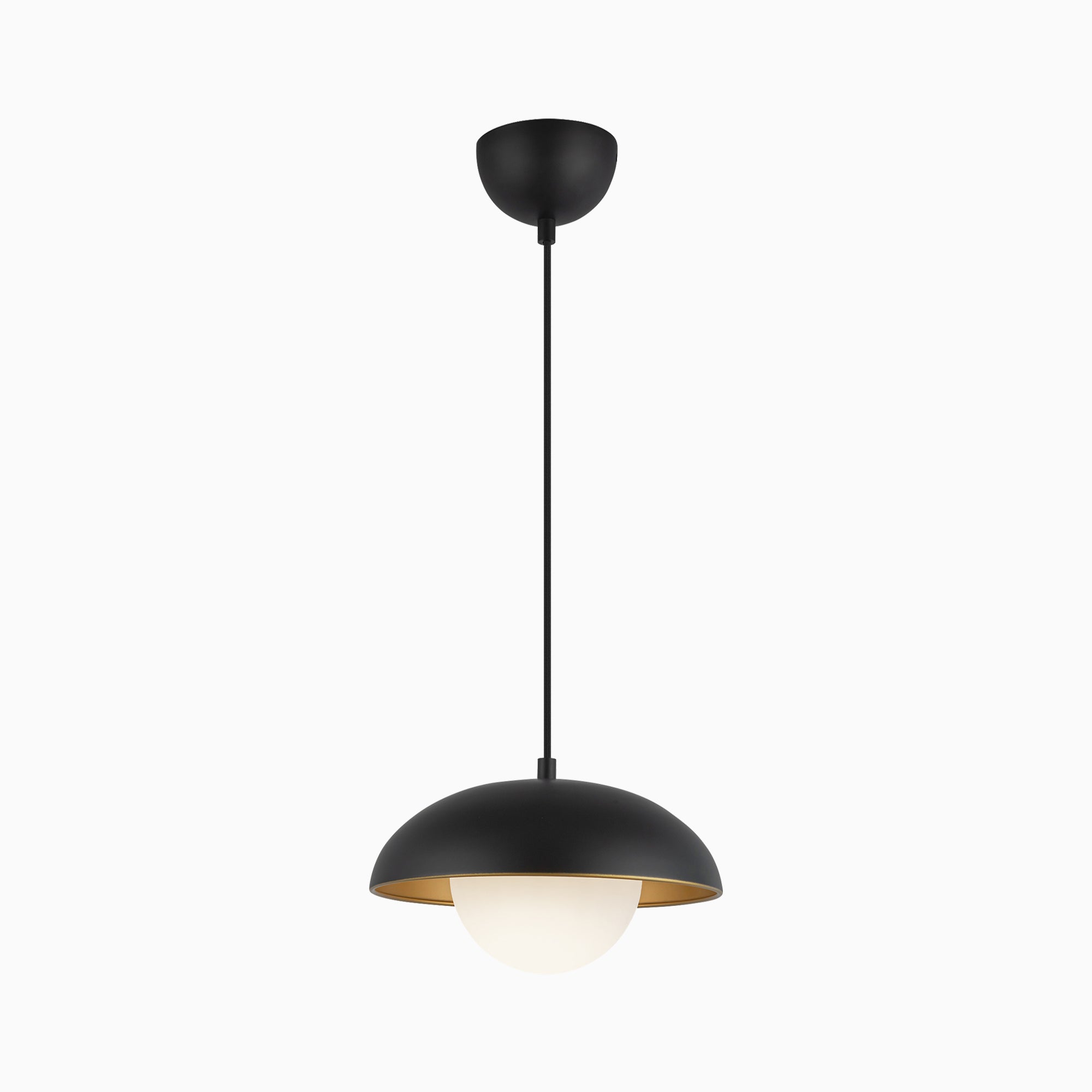 Harriet 11" 1 Light Pendant in Matte Black/Opal Matte Glass