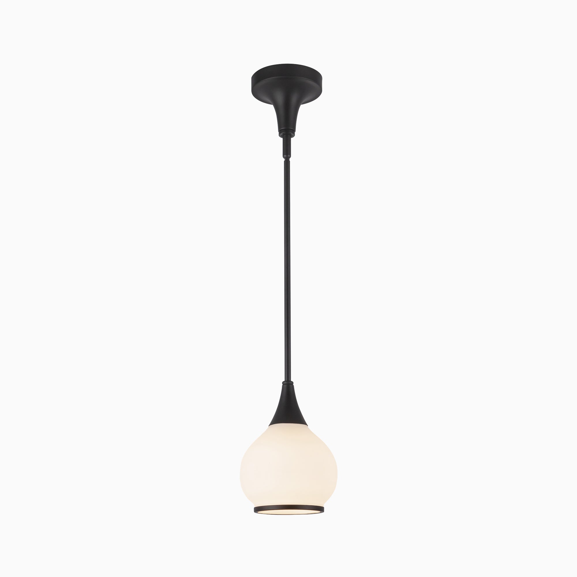 Eleanor 6" 1 Light Pendant in Matte Black/Opal Matte Glass