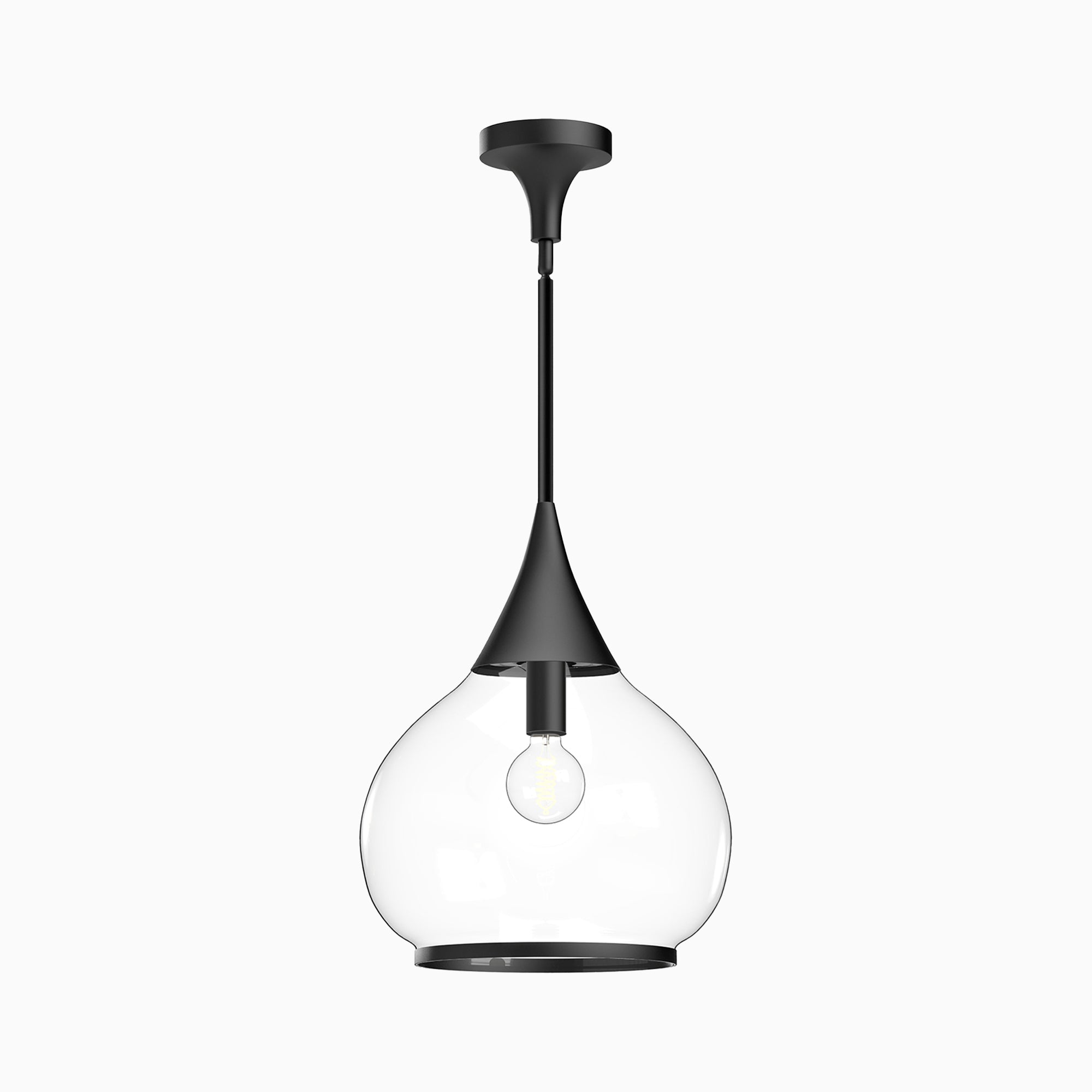 Eleanor 14" 1 Light Pendant in Clear Glass/Matte Black