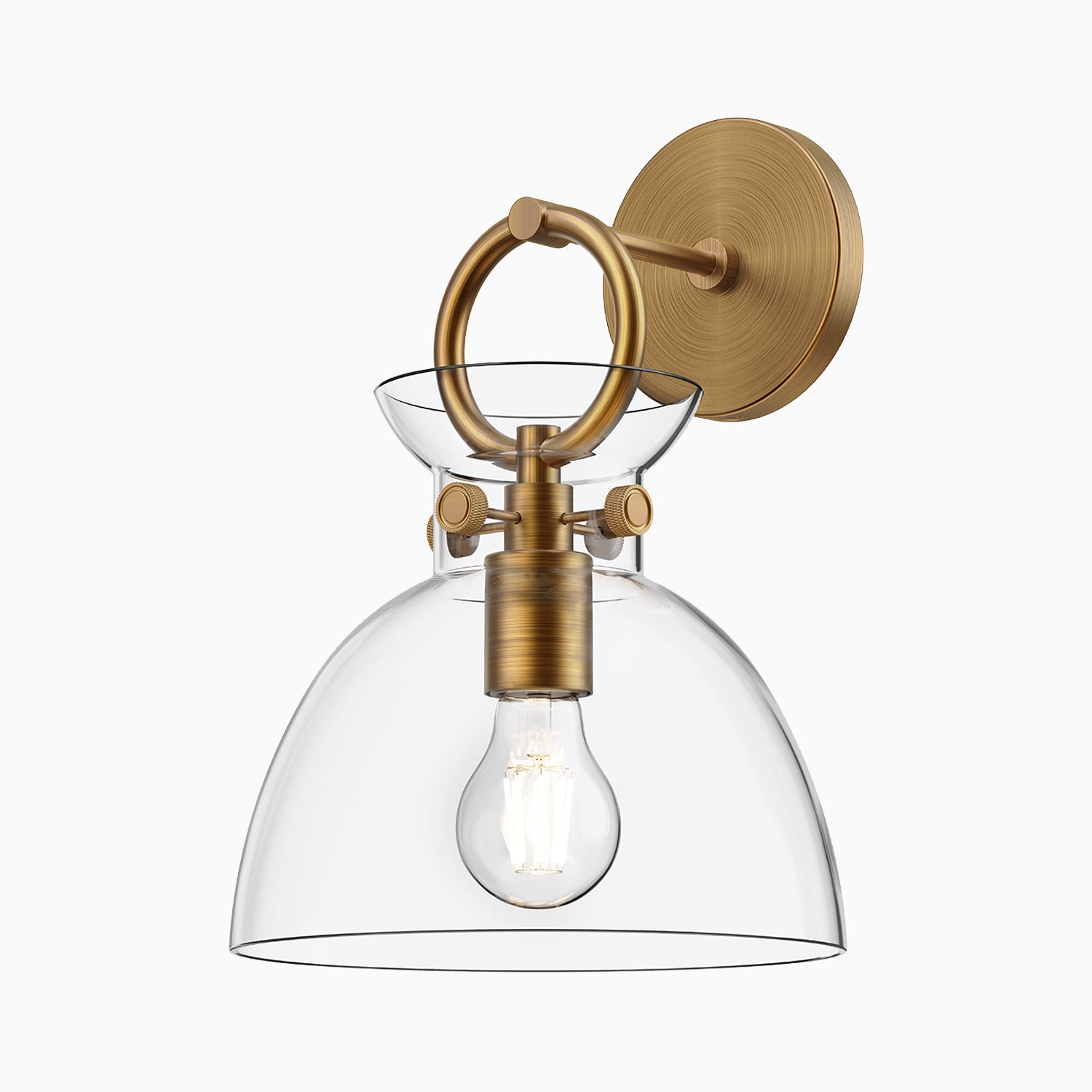 Owen 9" 1 Light Wall/Vanity Light in Aged Gold/Clear Glass
