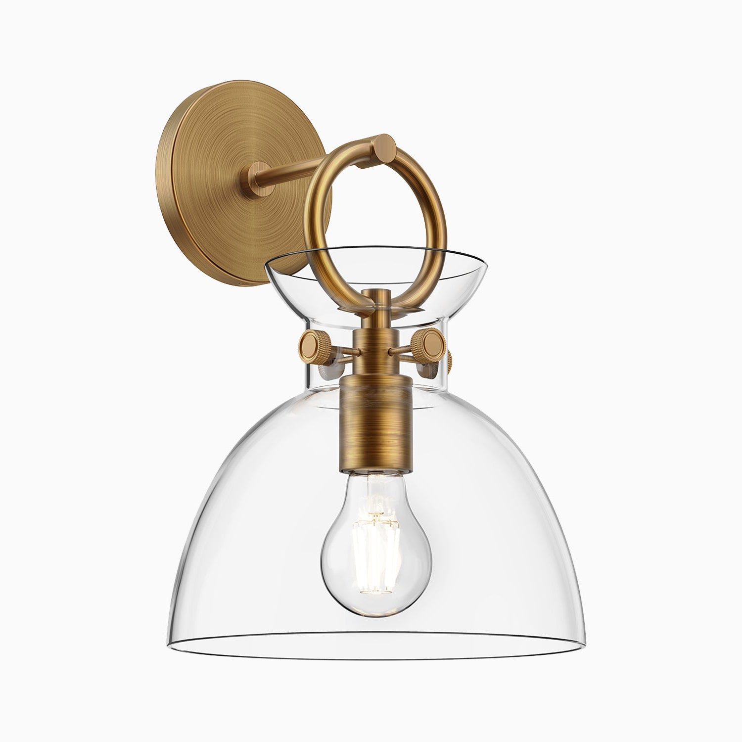 Owen 9" 1 Light Wall/Vanity Light in Aged Gold/Clear Glass