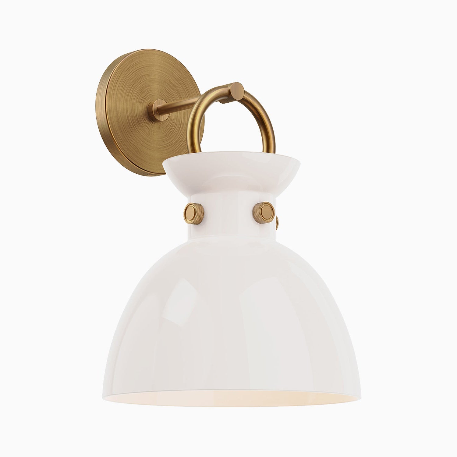 Owen 9" 1 Light Wall/Vanity Light in Aged Gold/Glossy Opal Glass