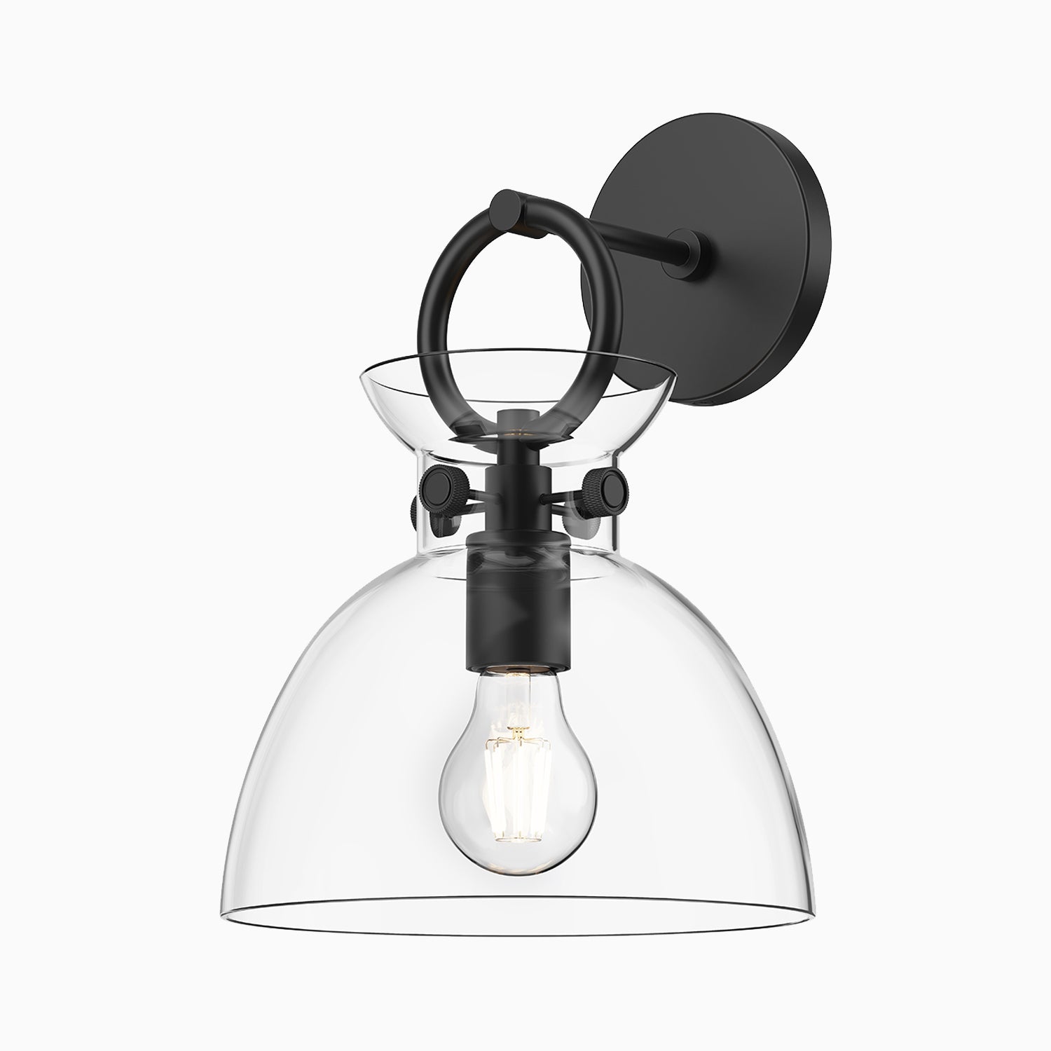 Owen 9" 1 Light Wall/Vanity Light in Matte Black/Clear Glass