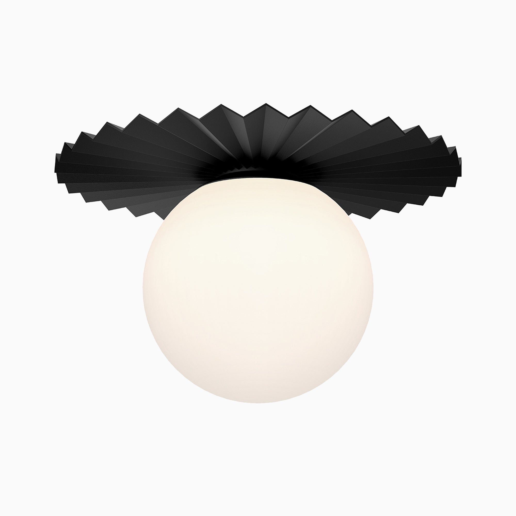 Priya 14" 1 Light Flush Mount in Matte Black/Opal Matte Glass