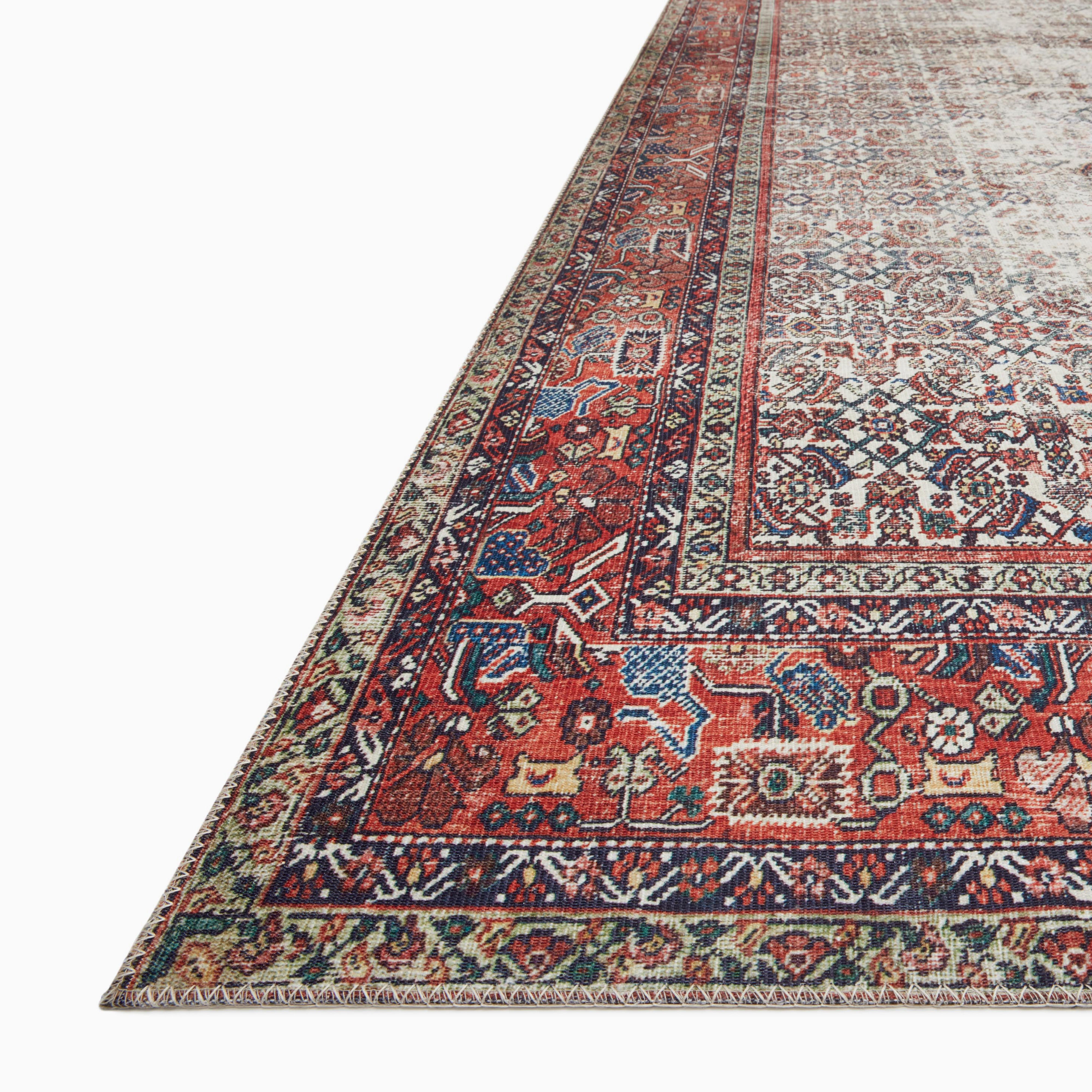 Hutchinson Polyester Face Rug in Fog / Crimson