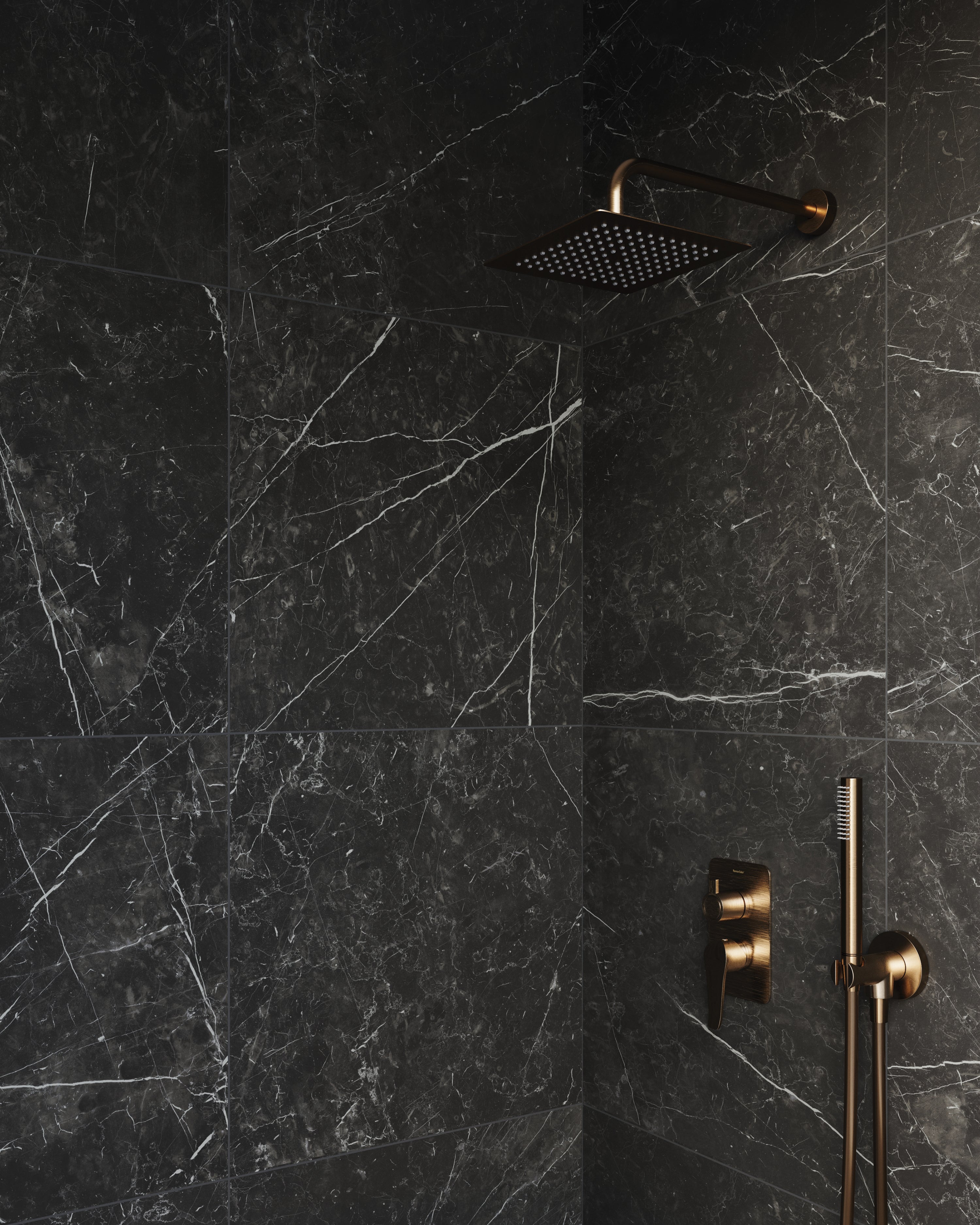 Leona 24x24 Matte Porcelain Tile in Nero Marquina
