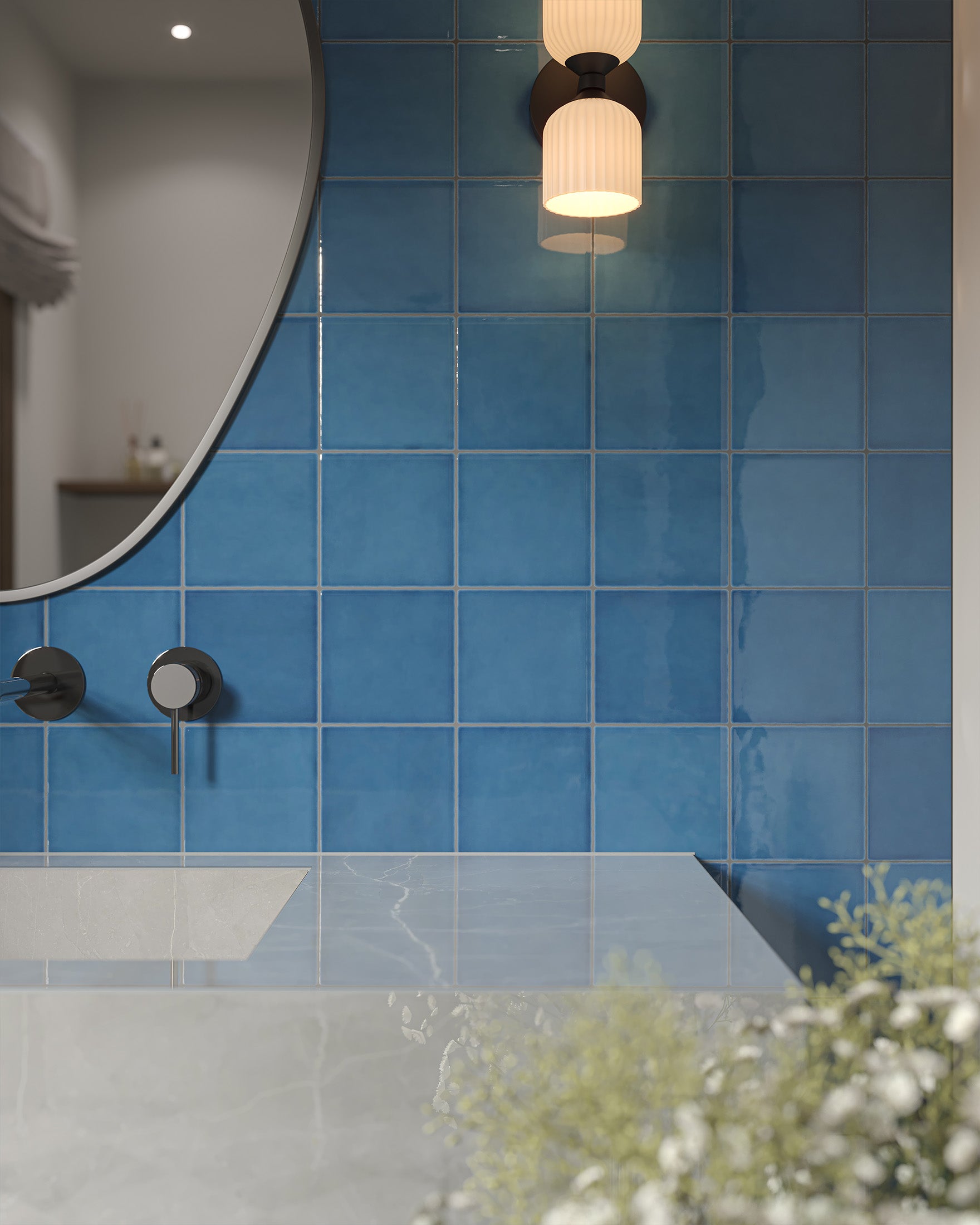 Mikayla 5x5 Glossy Ceramic Tile in Cerulean