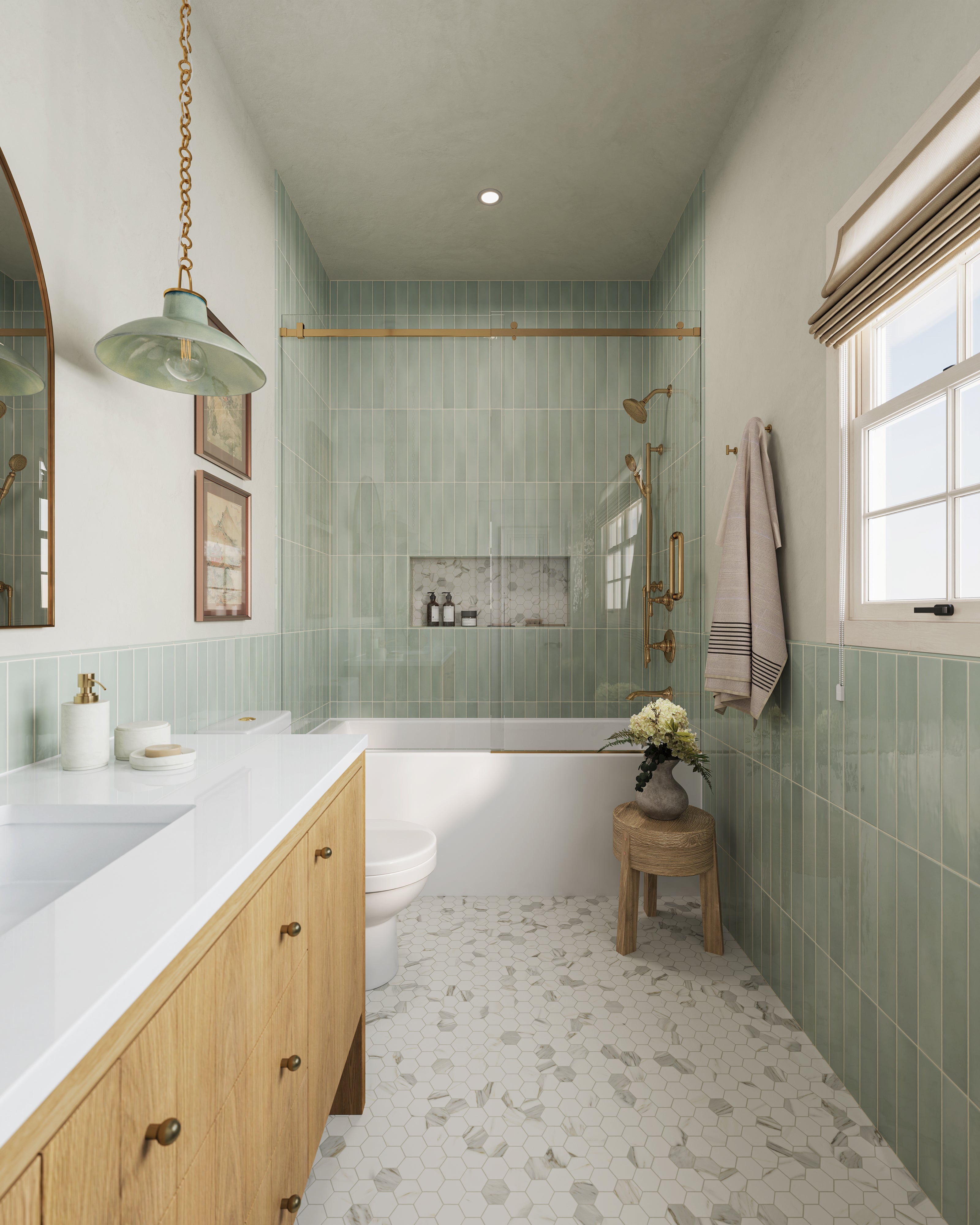 Aniston 2x2 Matte Porcelain Hexagon Mosaic Tile in Calacatta Top