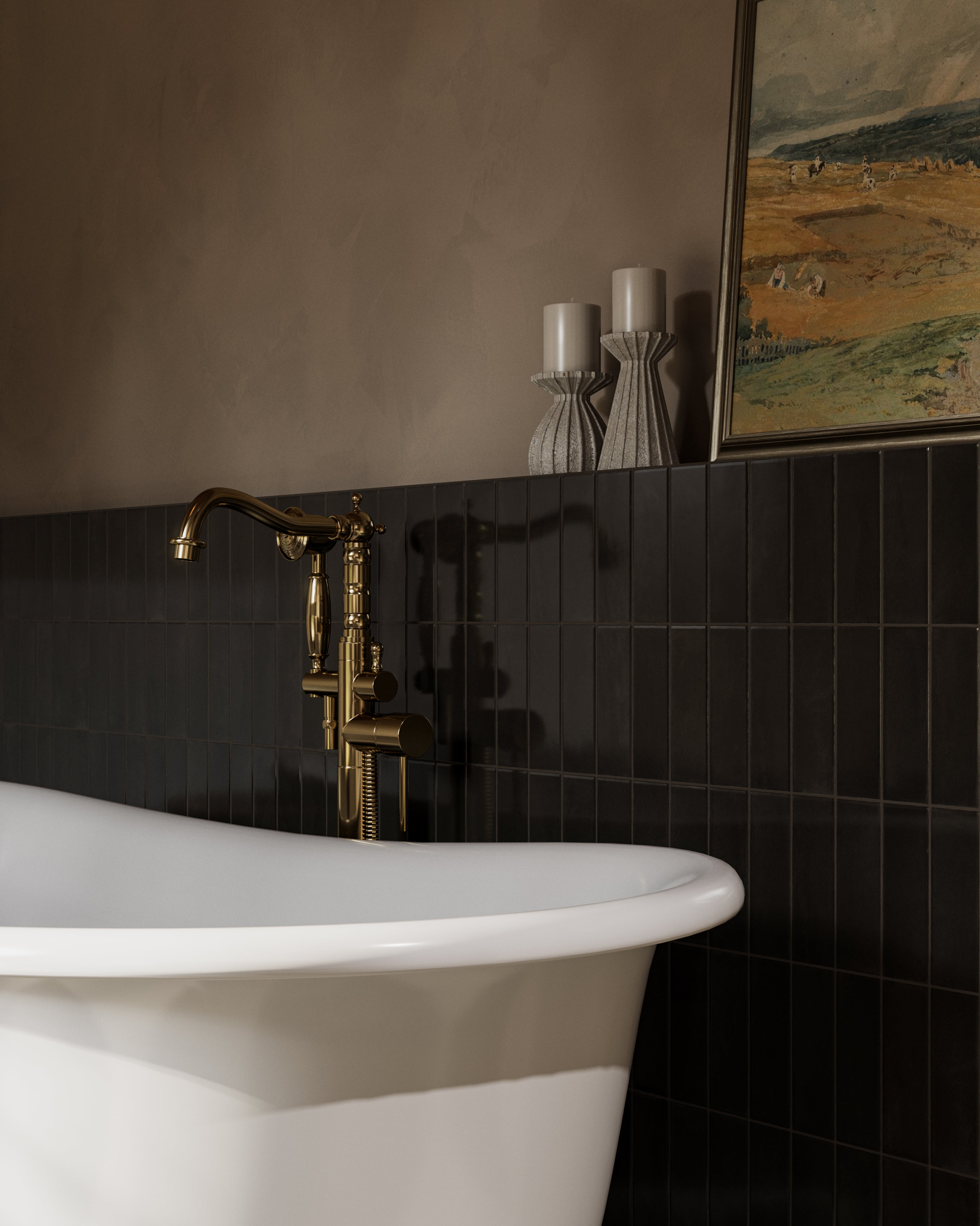 Natasha 2x6 Glossy Porcelain Tile in Coal