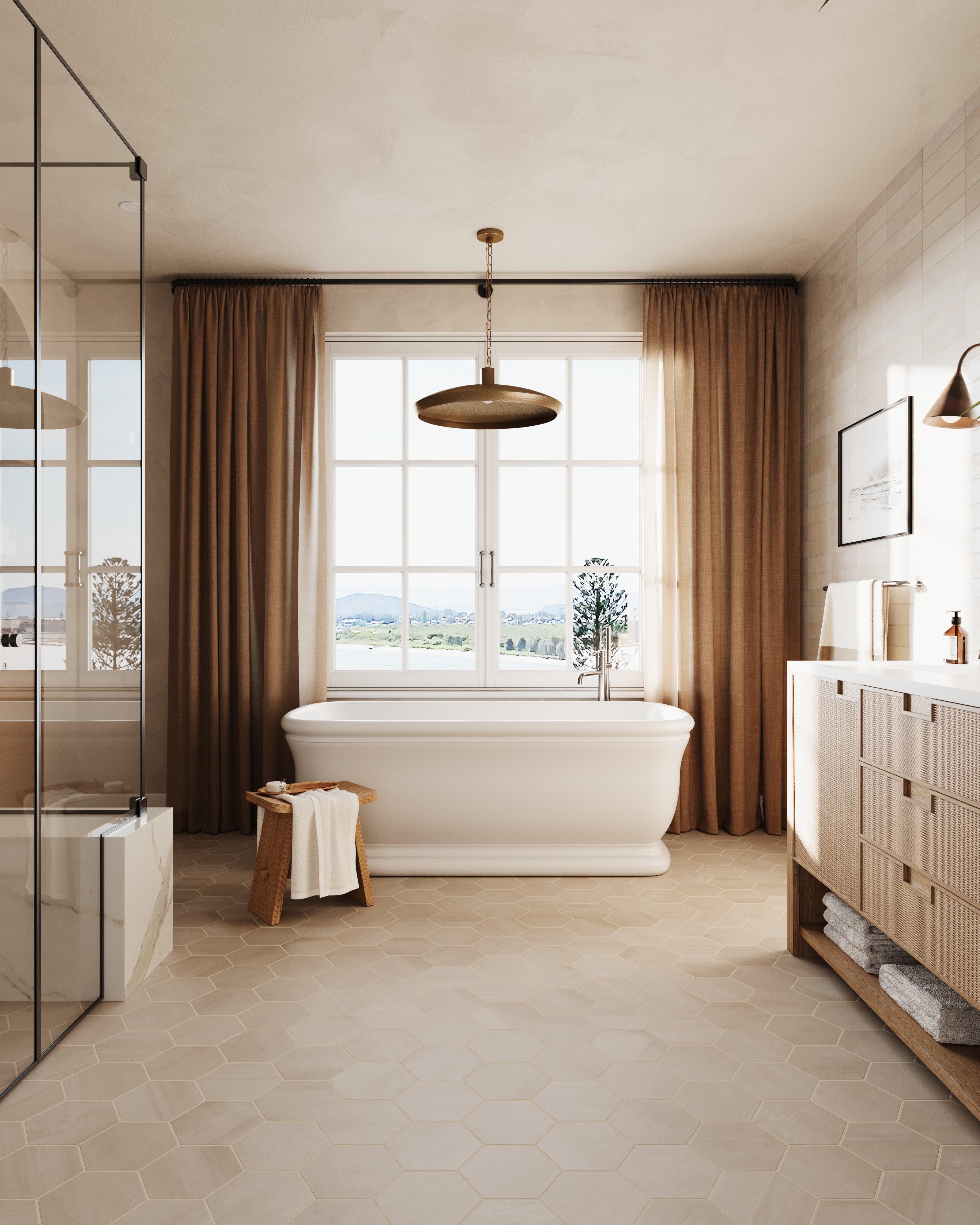 Catalina 7x8 Hexagon Matte Porcelain Tile in Mushroom