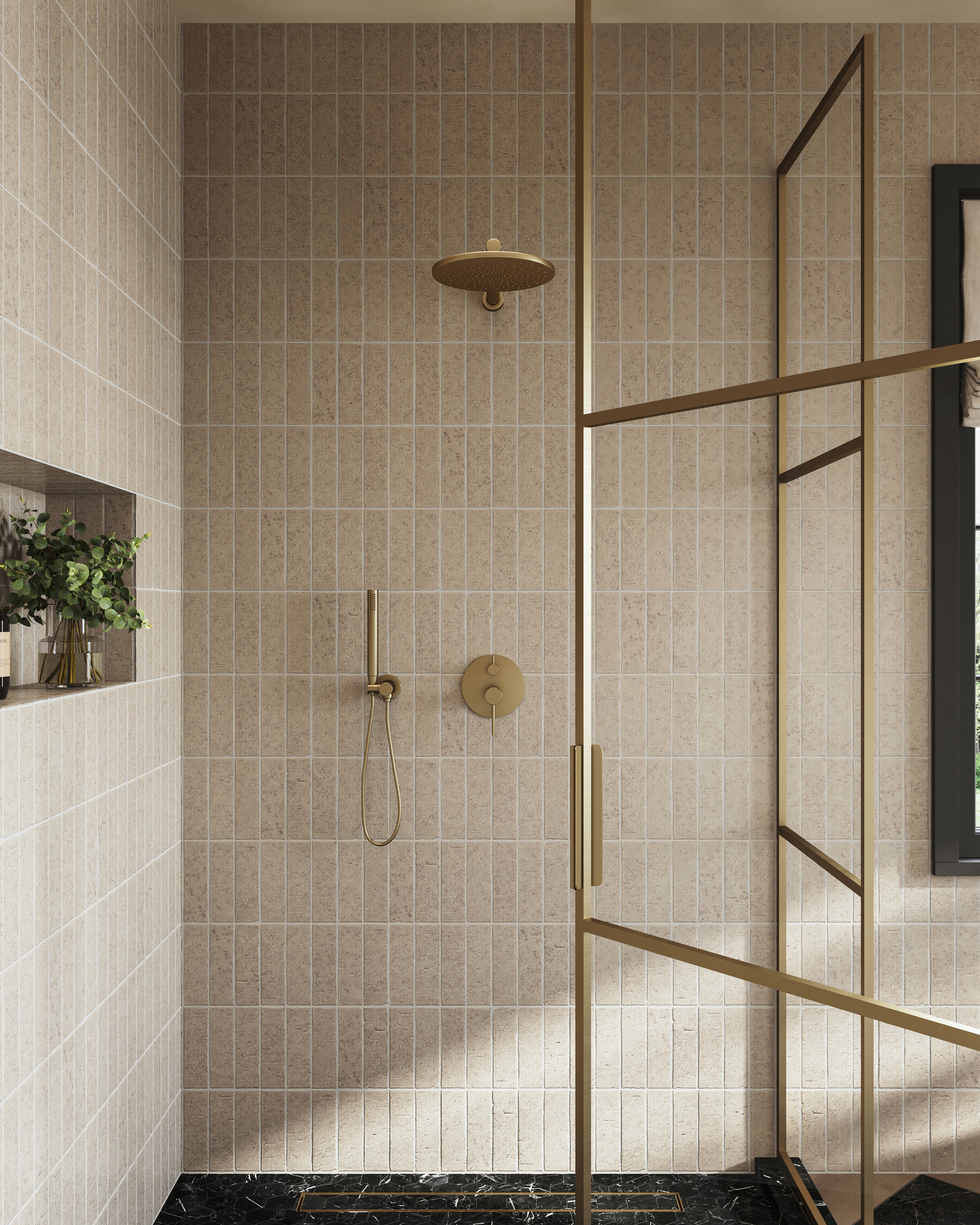 Elias 2x8 Glossy Brick Tile in Bone