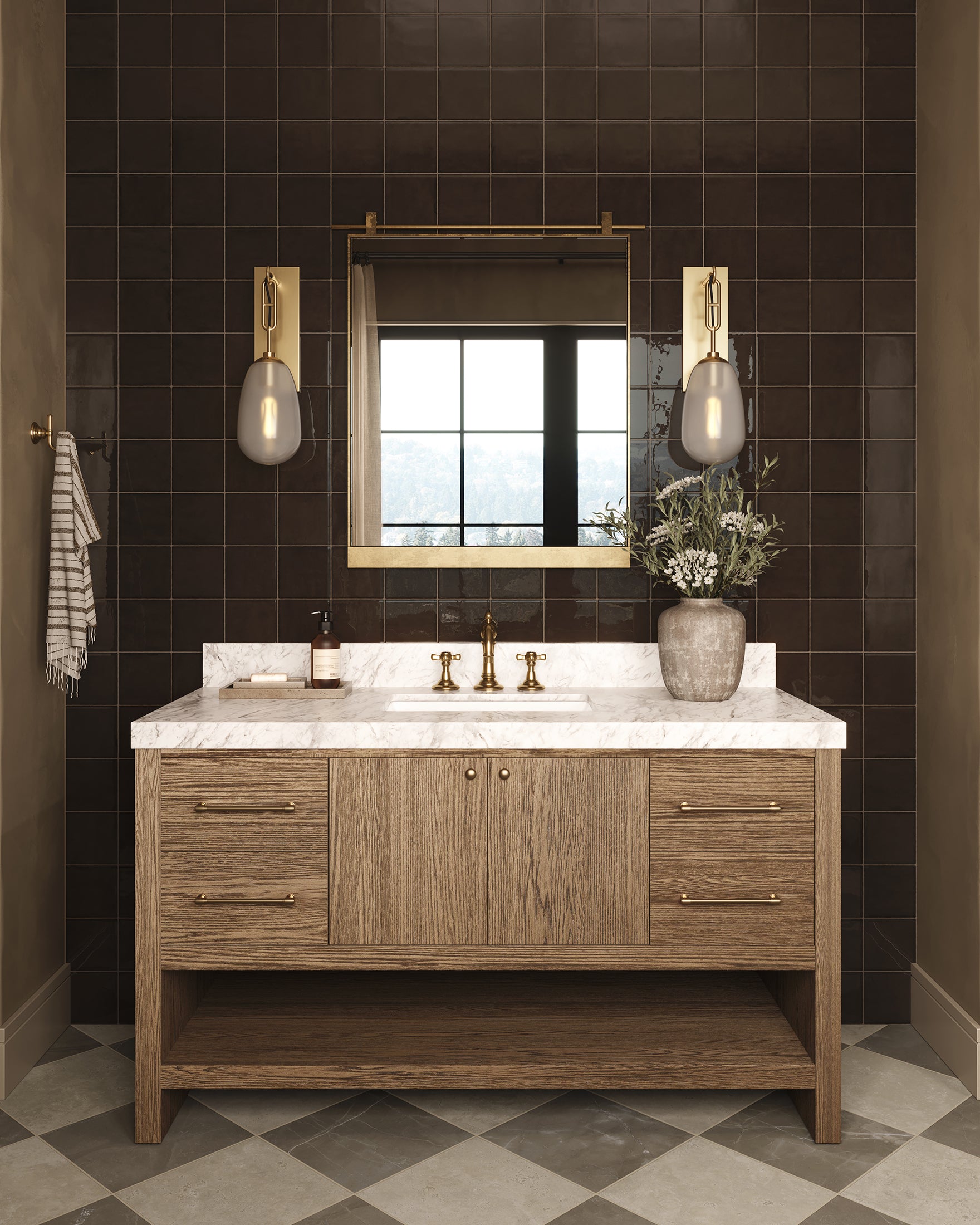 Mikayla 5x5 Glossy Ceramic Tile in Espresso