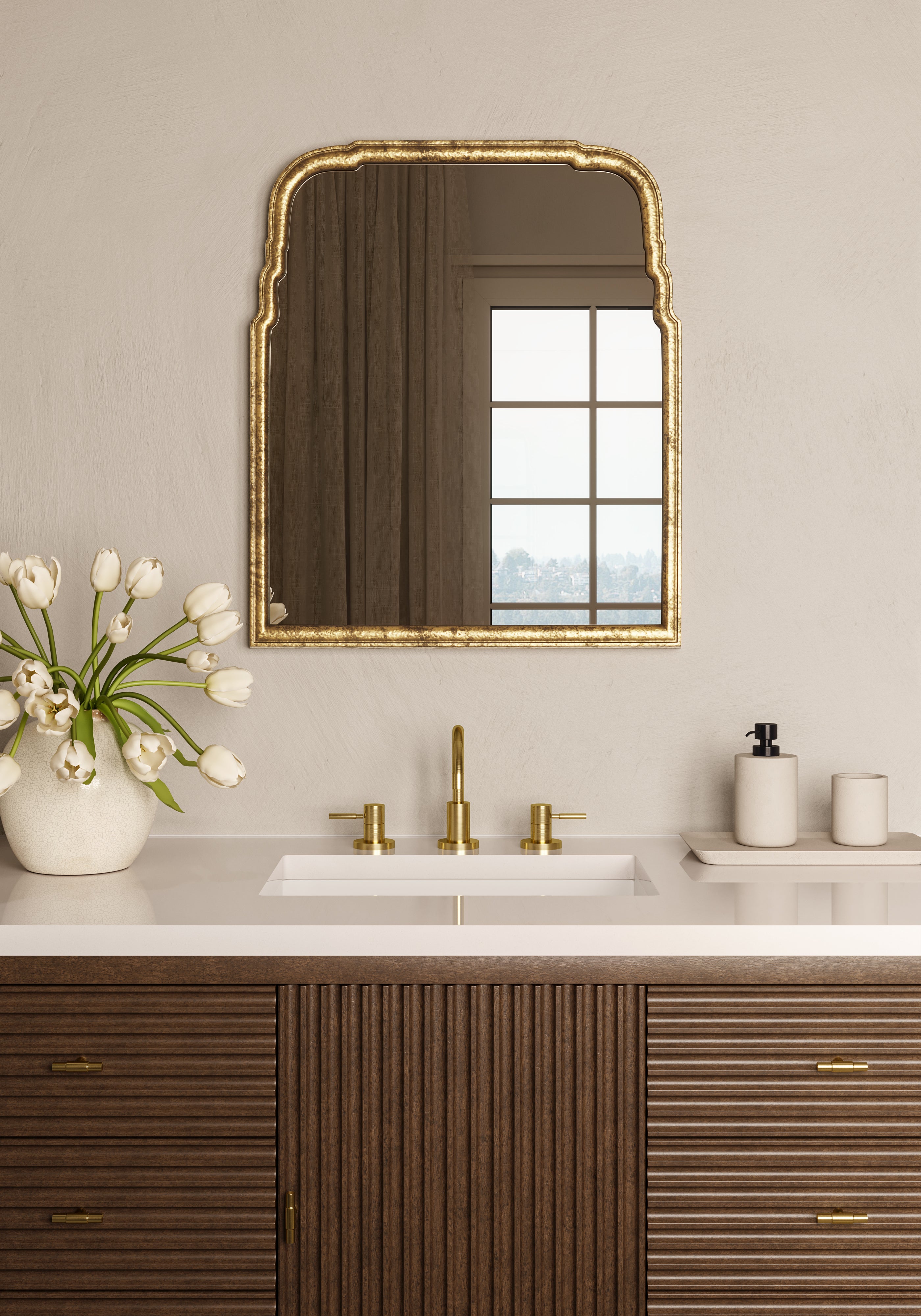 Clementine Mirror in Antiqued Gold Leaf