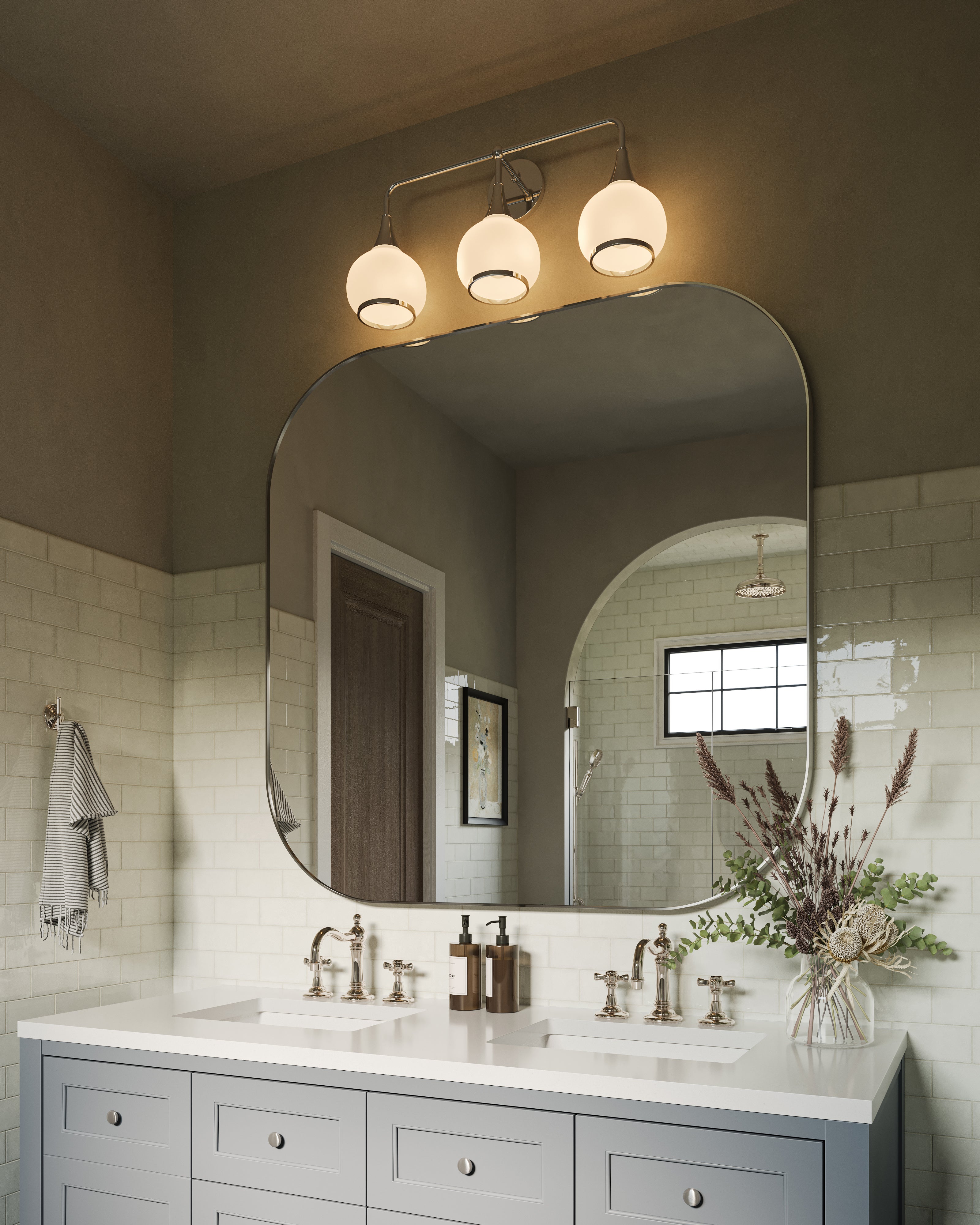 Eleanor 26" 3 Lights Vanity Light in Chrome/Opal Matte Glass