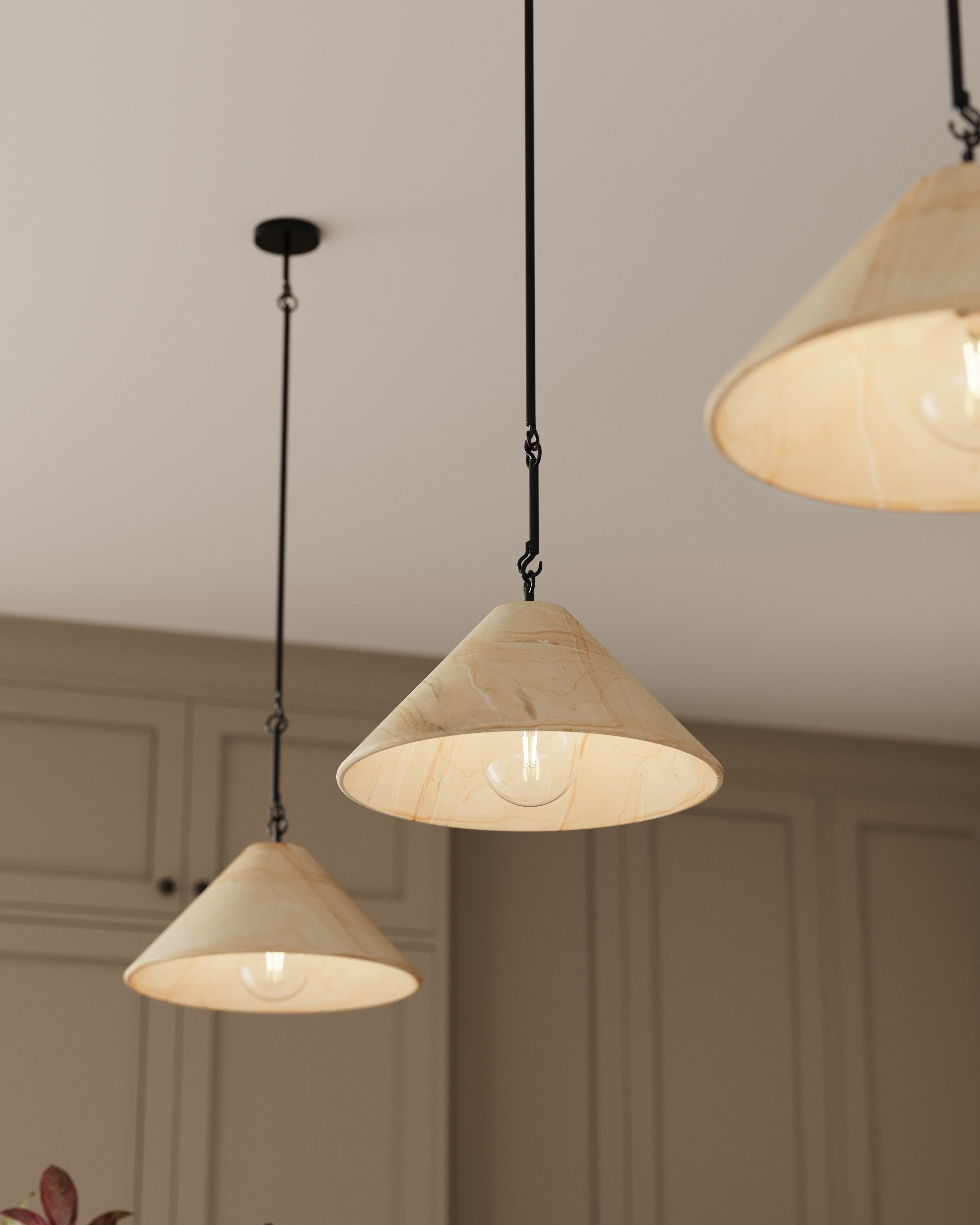 Alma Pendant in Ecru Marble Solid