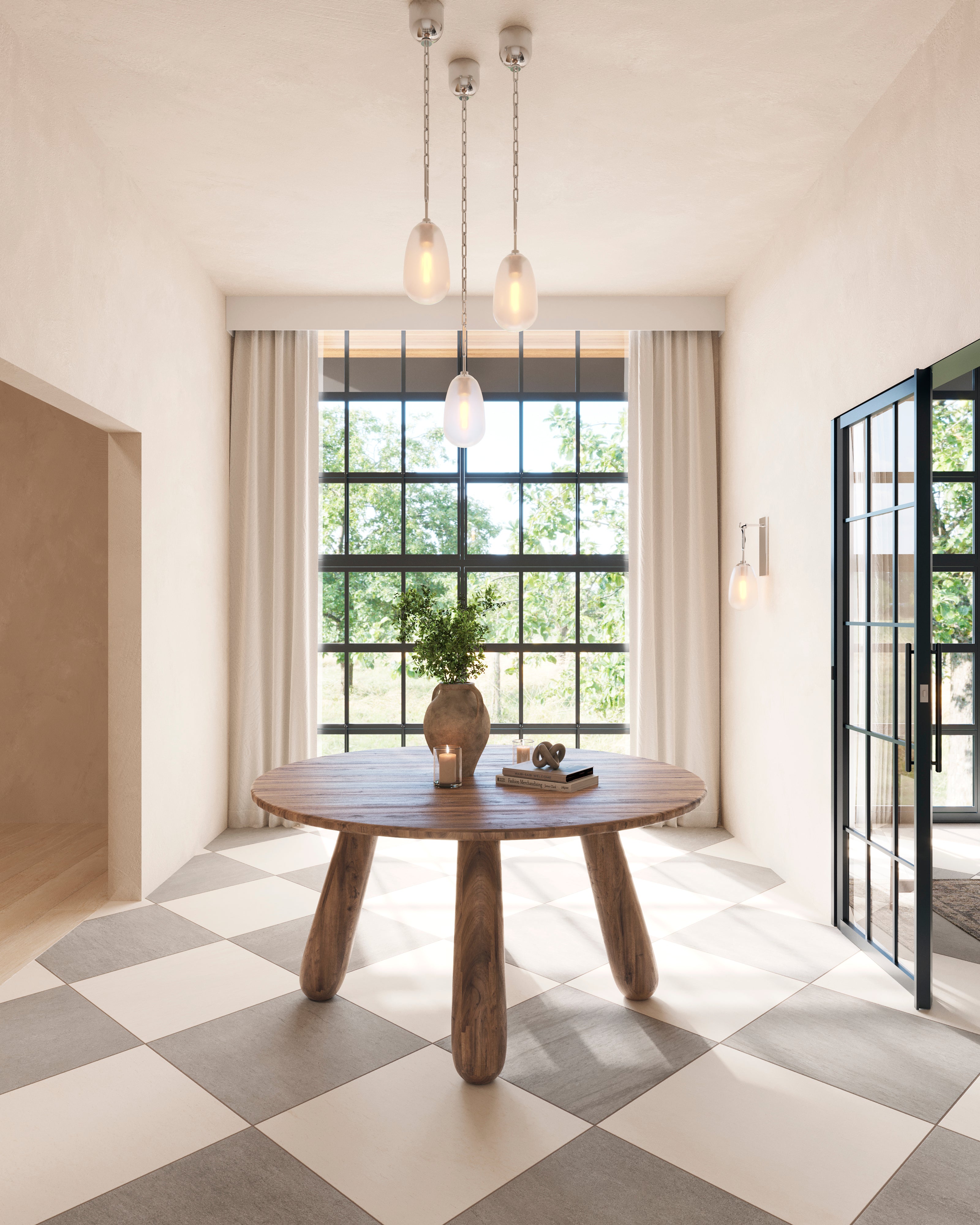 Dorien Walnut Round Dining Table, 60"