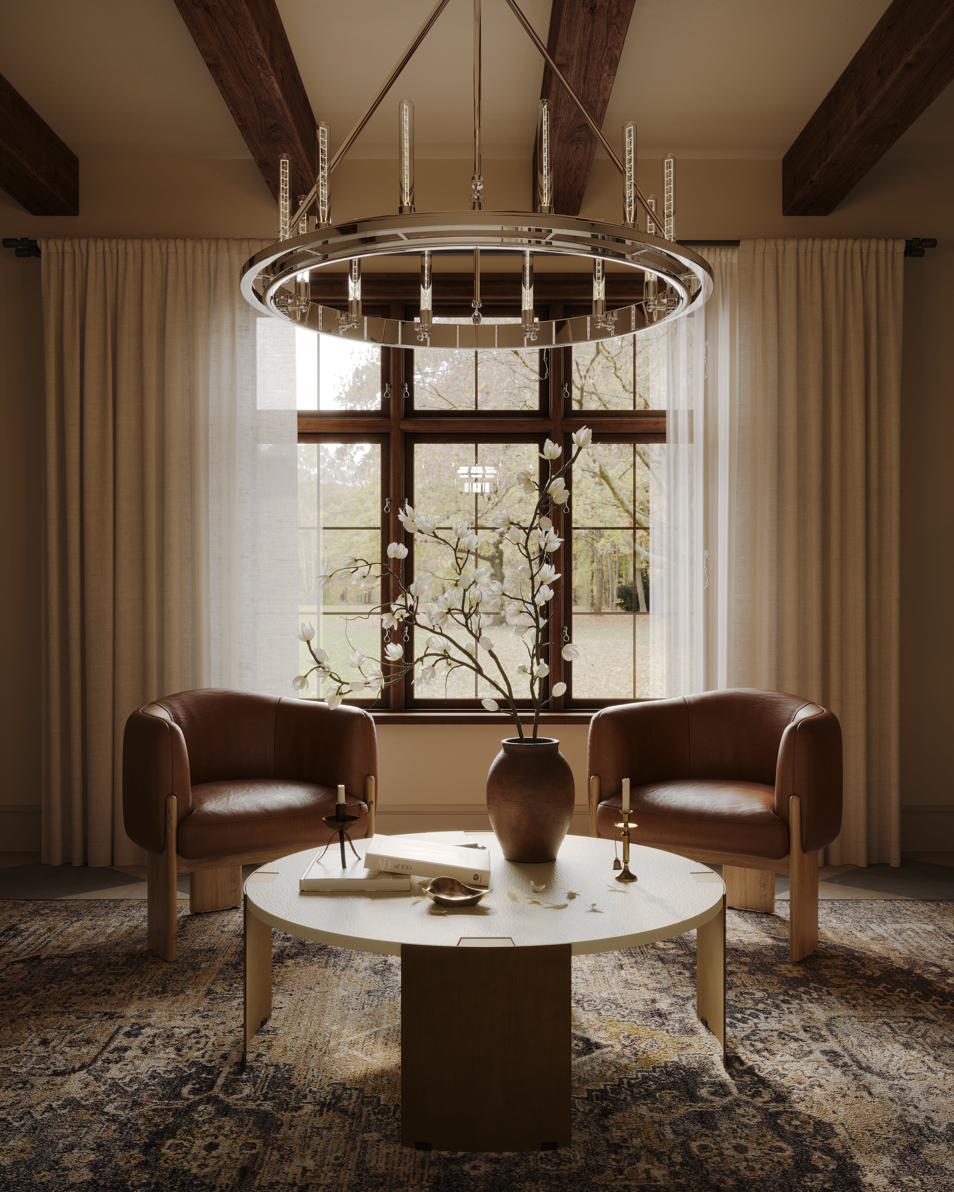 Clement Chandelier In Polished Nickel