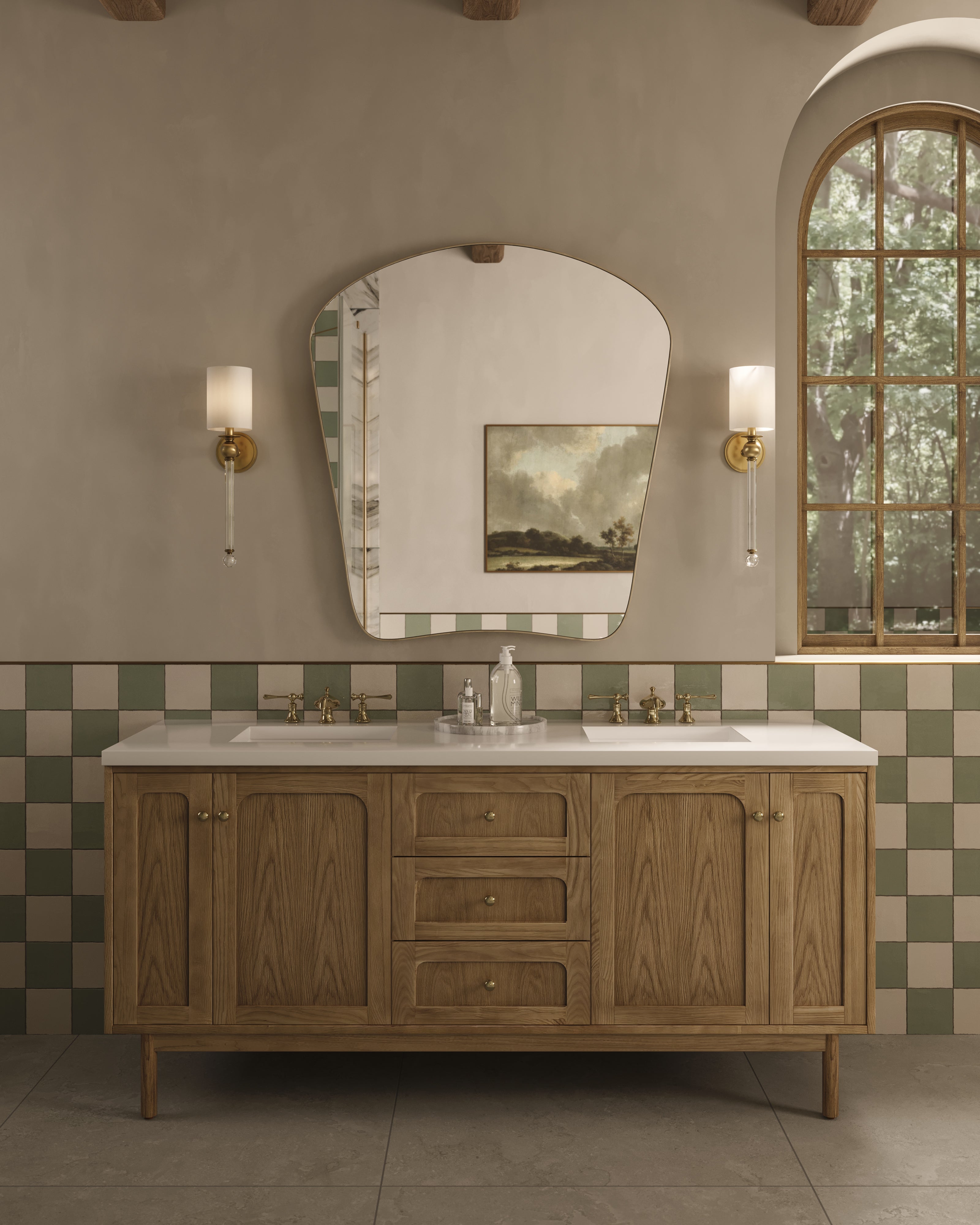 Abigail 72" Double Vanity in Light Natural Oak with 3 cm White Zeus Quartz Top