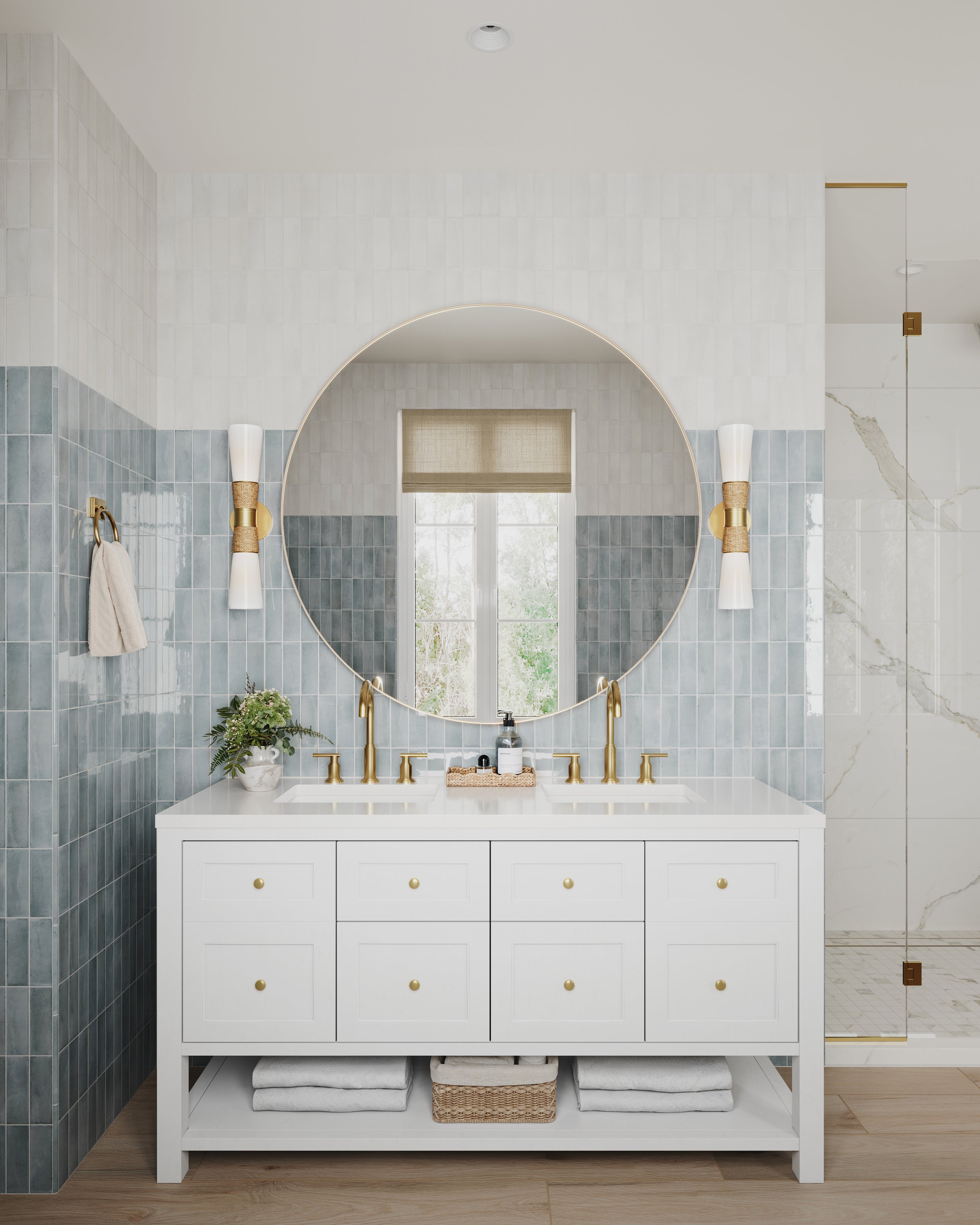 Bridgette 60" Double Vanity in Bright White with 3 cm White Zeus Quartz Top