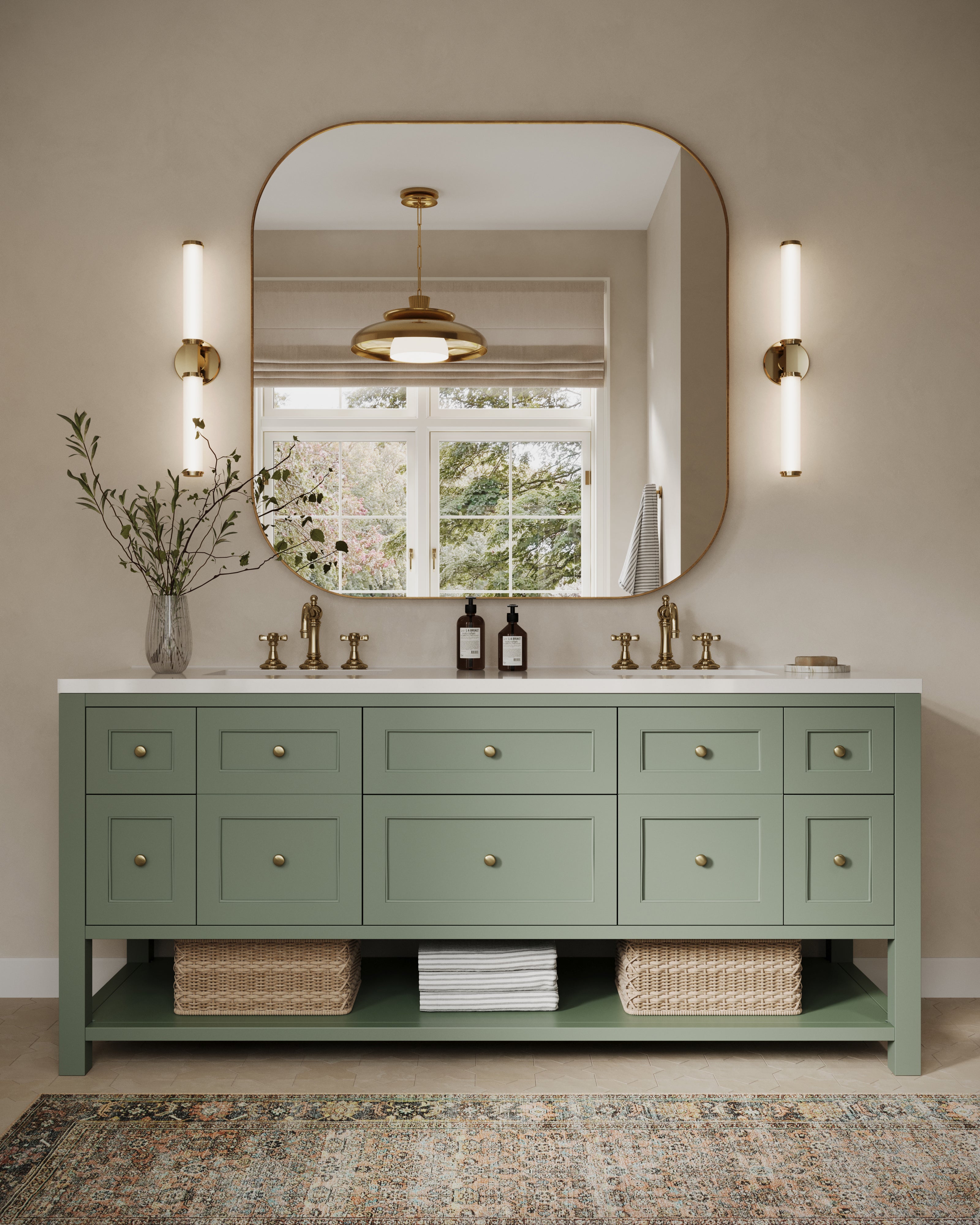 Tristan Square Mirror in Polished Brass