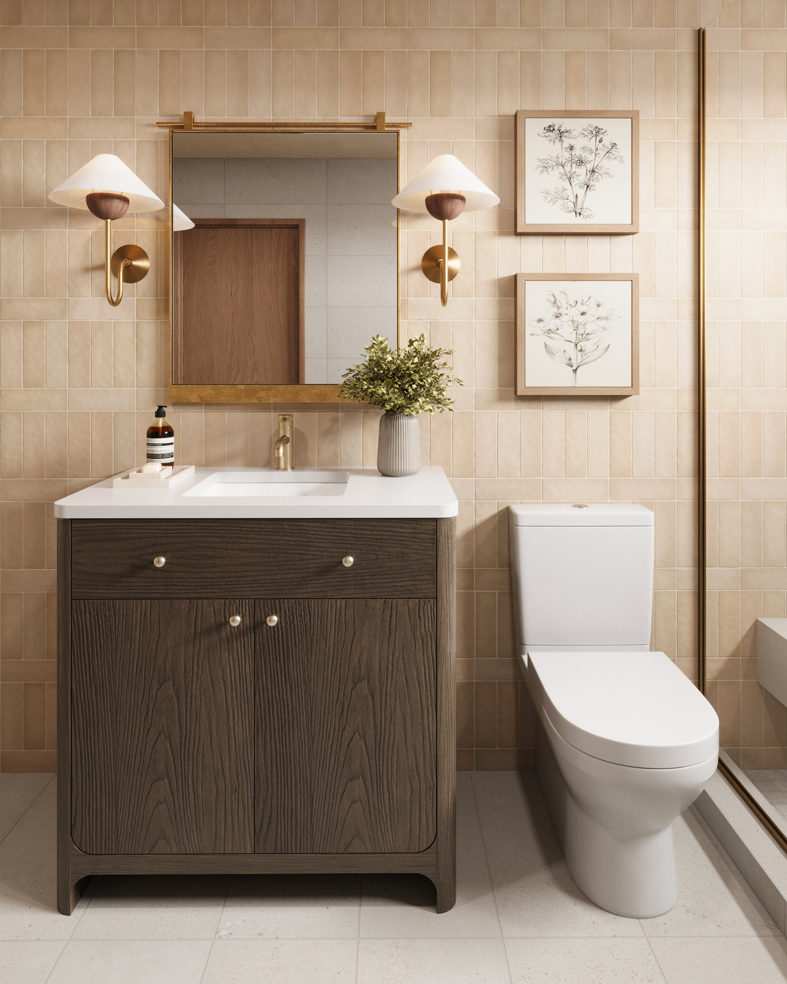 Colton 36" Single Vanity in Sable with 3 cm White Zeus Quartz Top