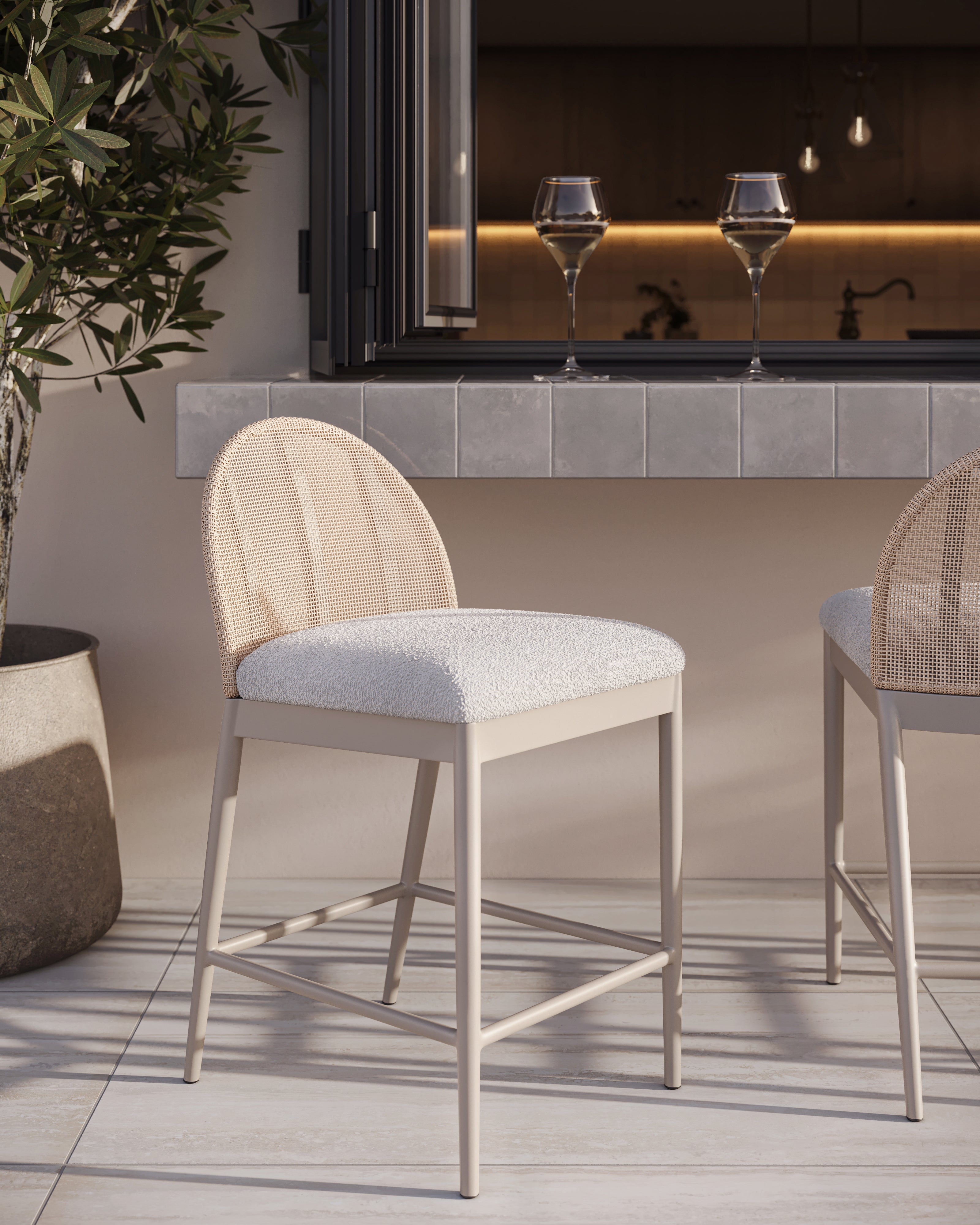 Darcy Outdoor Counter Stool in Cream