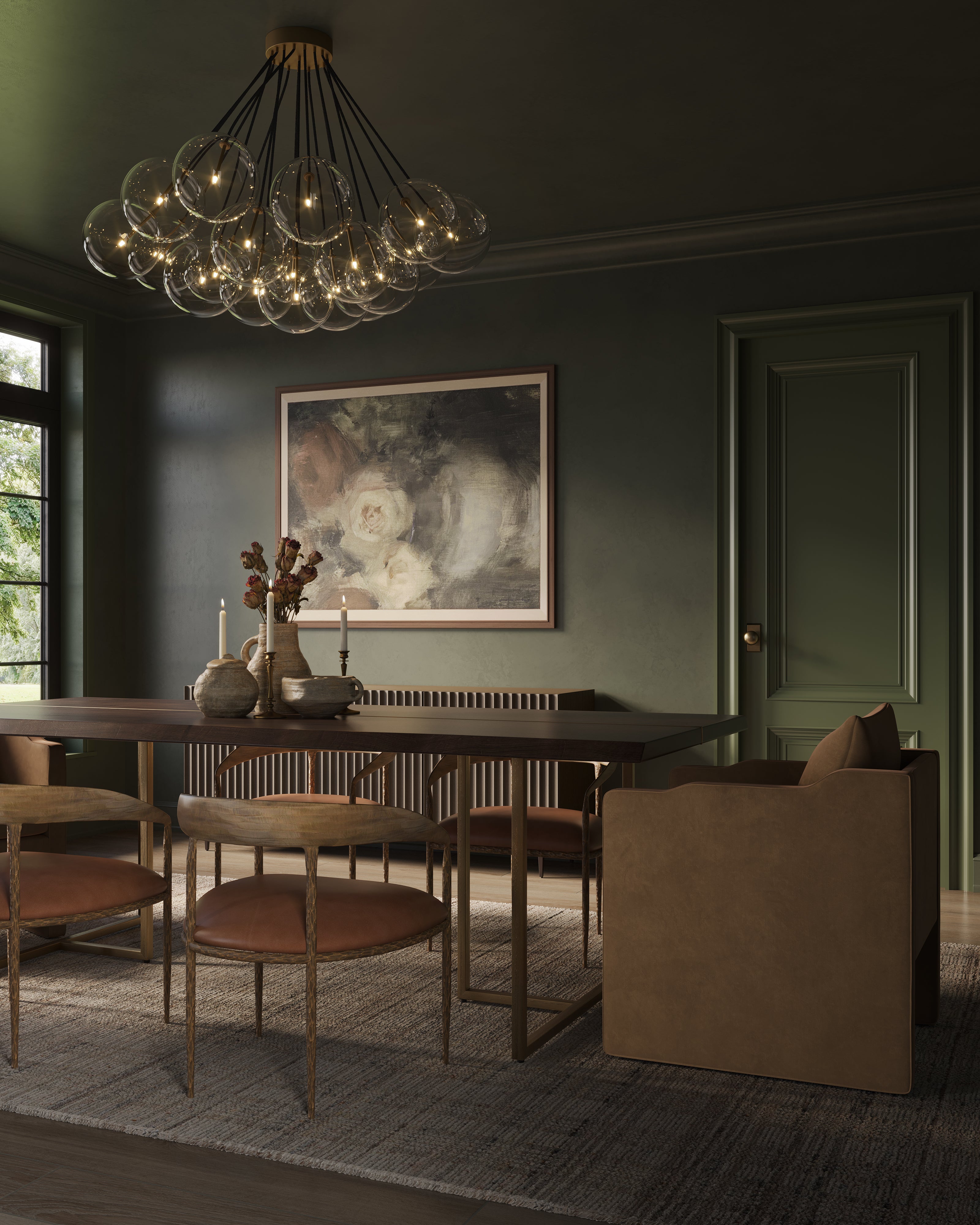 Shaffer Dining Chair in Tan Leather