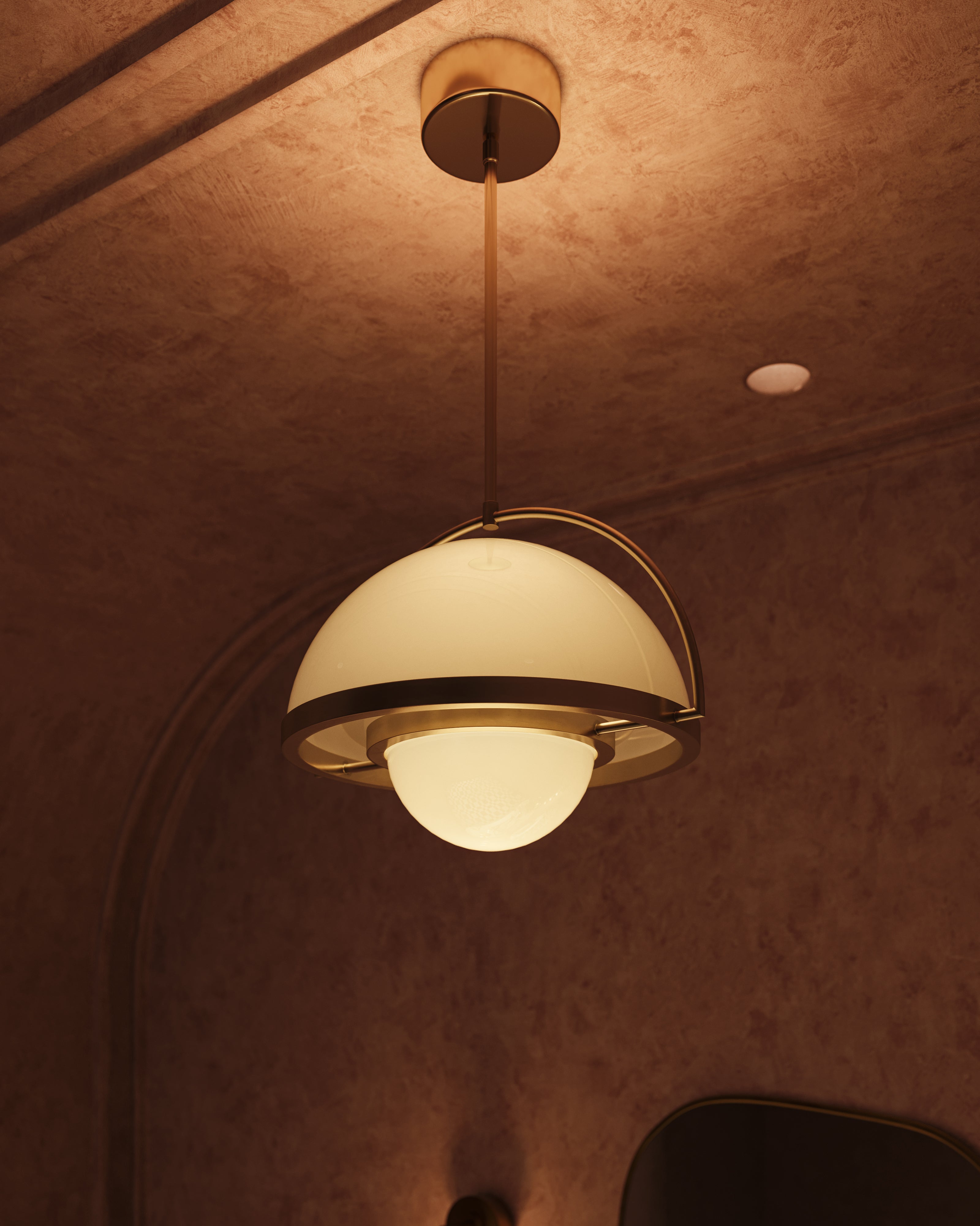 Zackary 14" LED Pendant in Vintage Brass, Universal Voltage