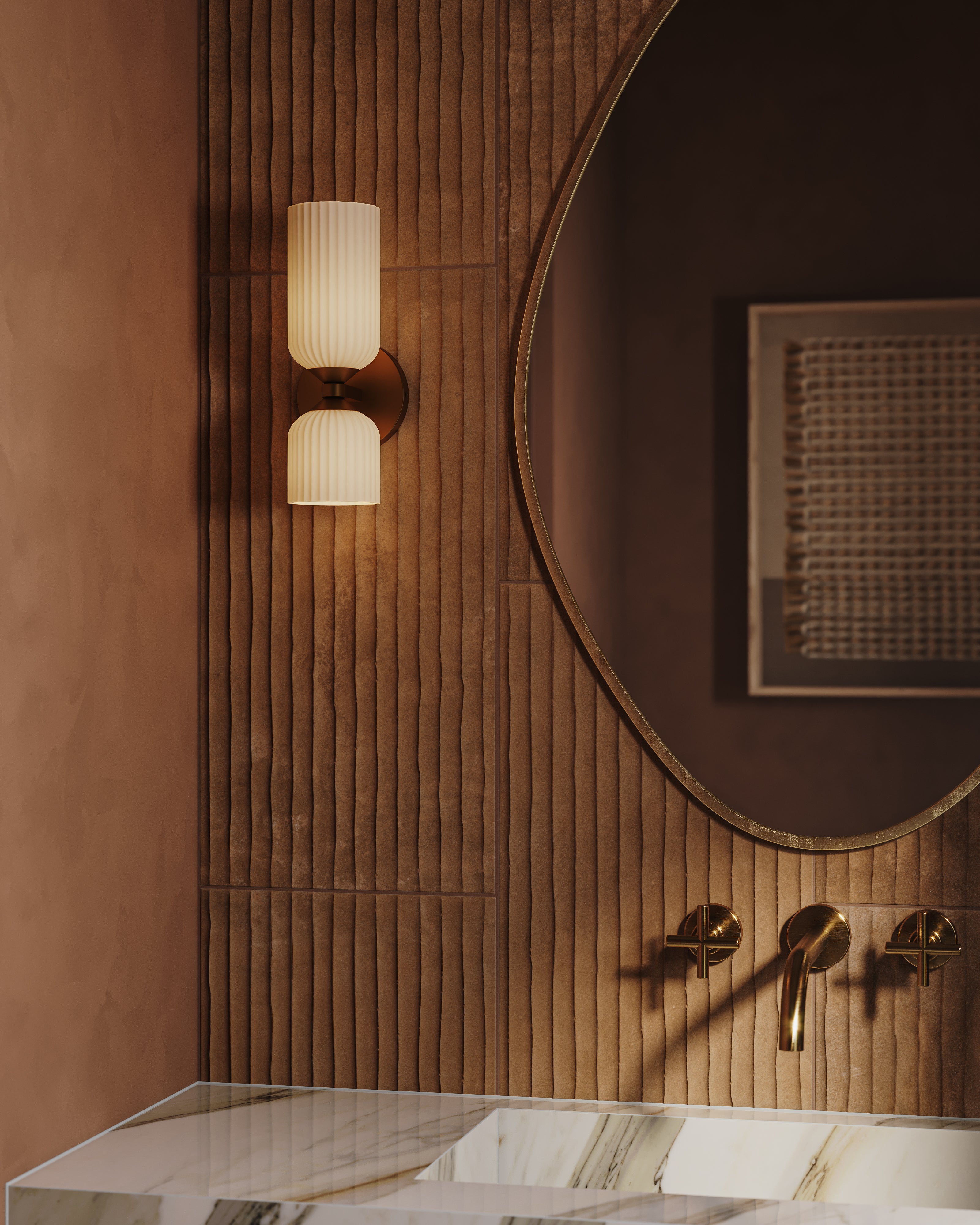 Kai 12x24 Flute Porcelain Tile in Terracotta