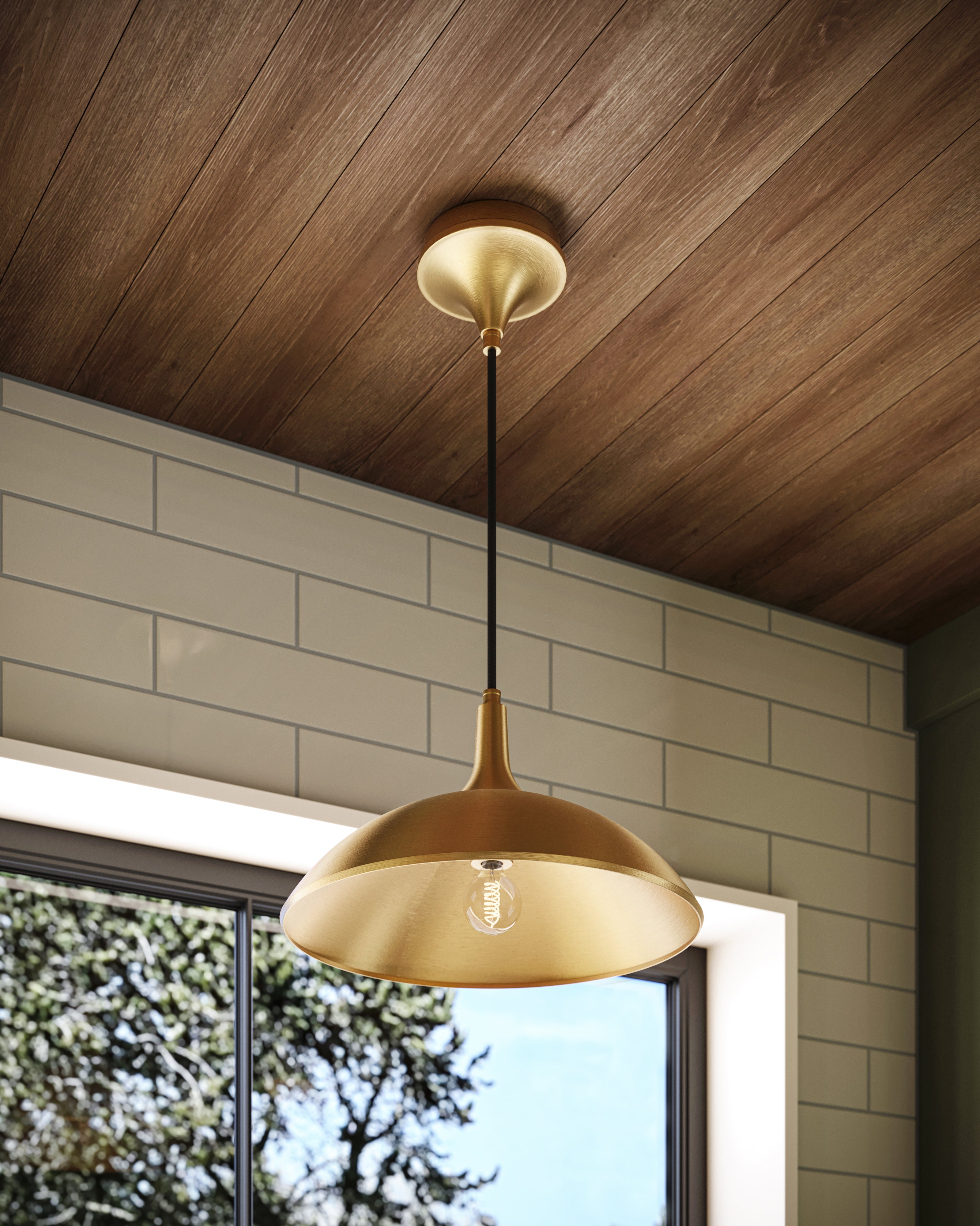 Yvette 14" 1 Light Pendant in Brushed Gold