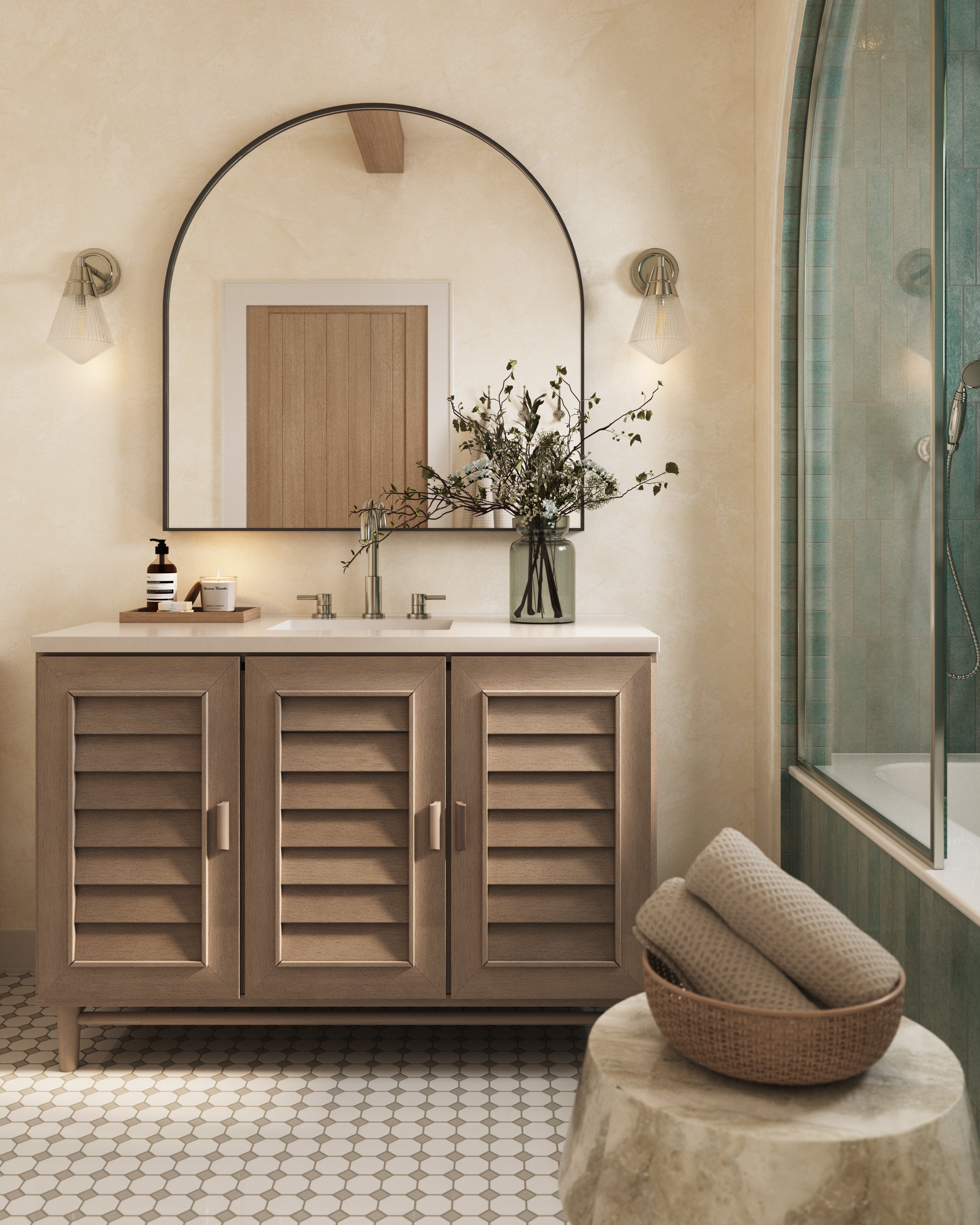 Trisha 48" Single Vanity in Whitewashed Walnut with 3 cm White Zeus Quartz Top