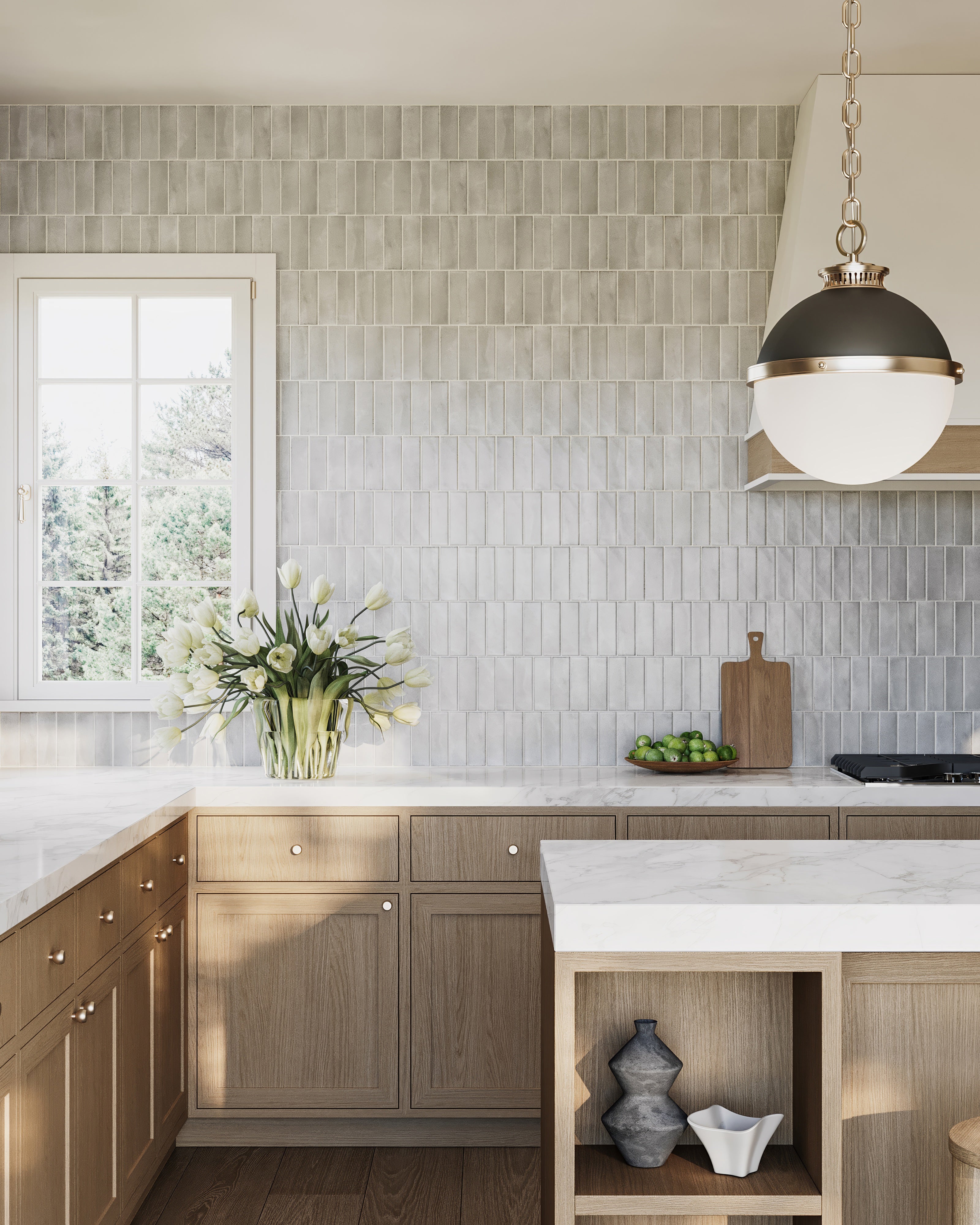 Natasha 2x6 Glossy Porcelain Tile in Fog