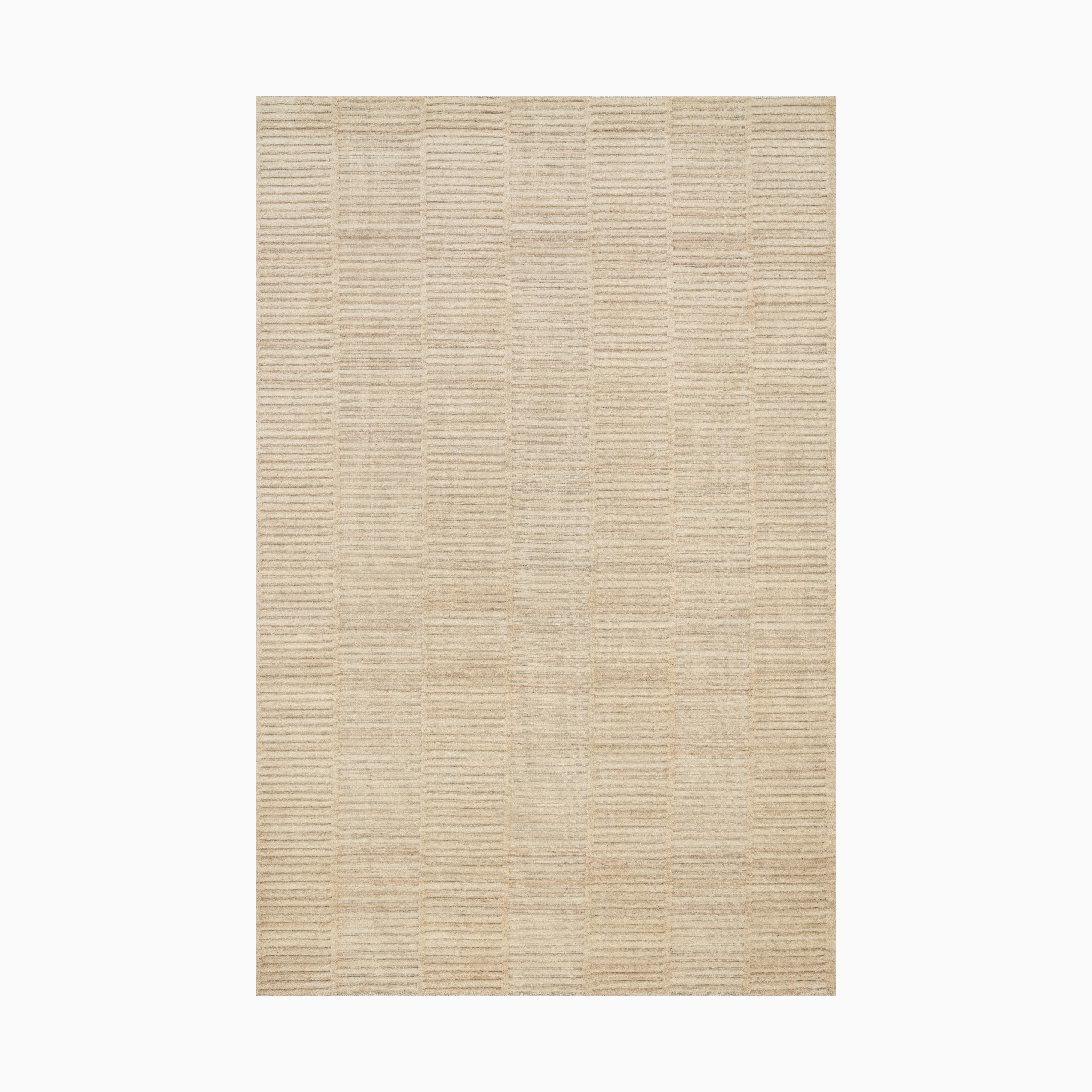 Transitional hand loomed wool blend rug in light sand beige, featuring a soft woven texture for a refined and durable finish.