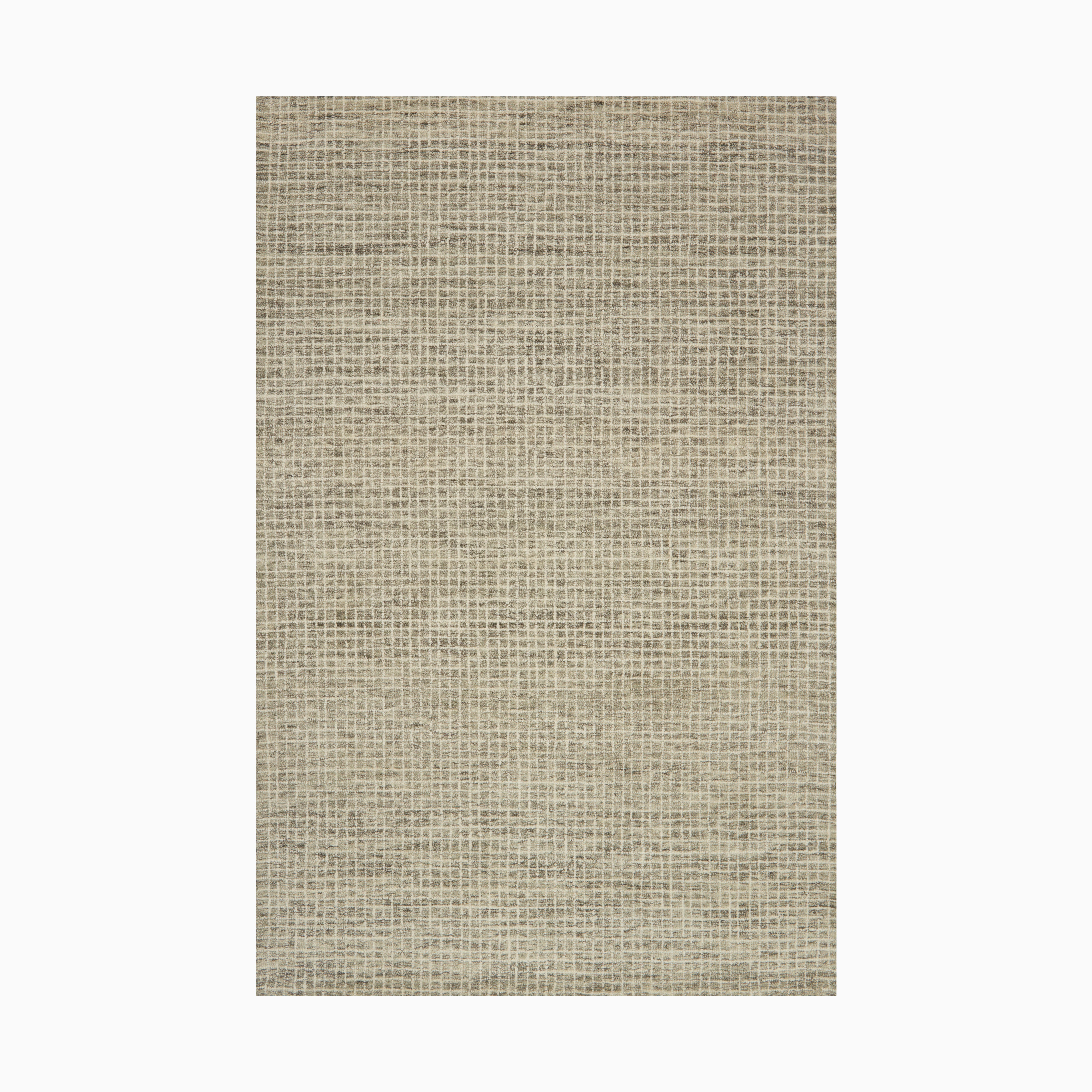 Hooked wool rug in khaki and beige, crafted with a timeless transitional design for a soft yet resilient finish, perfect for modern and contemporary spaces.