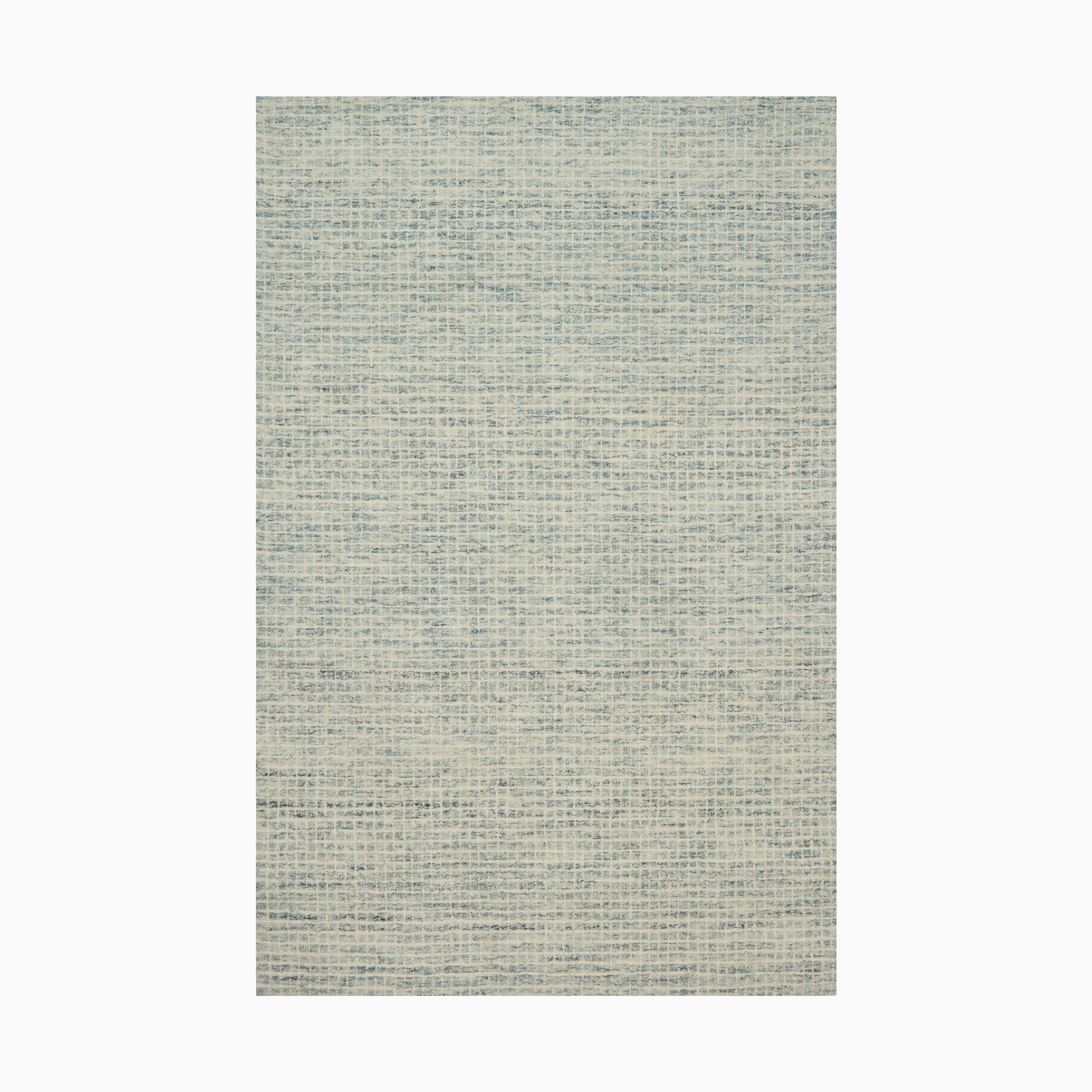 Transitional wool hooked rug in opal blue, crafted for durability with a finely textured surface and a soft, natural feel.