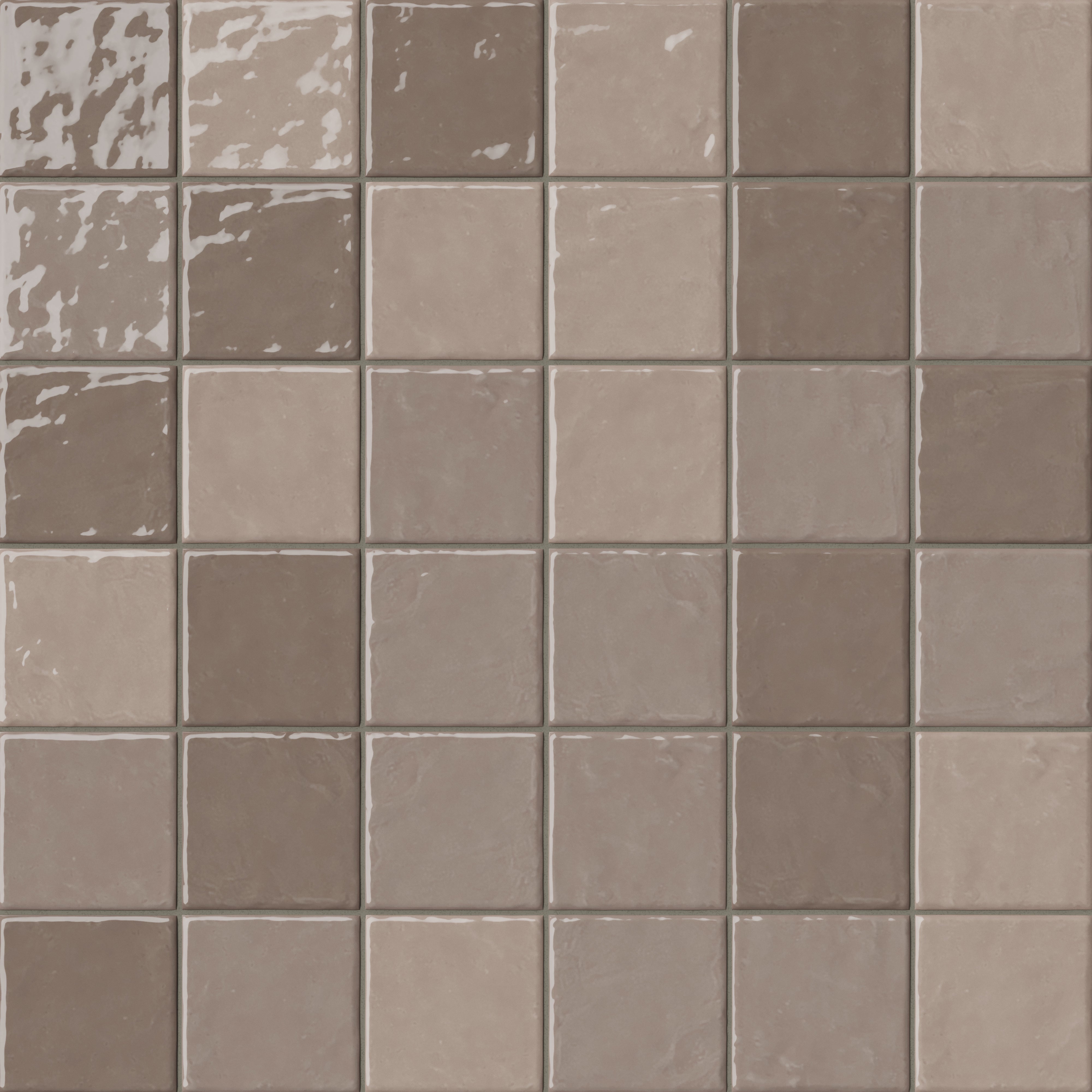 Mila 4x4 Glossy Ceramic Tile in Gray