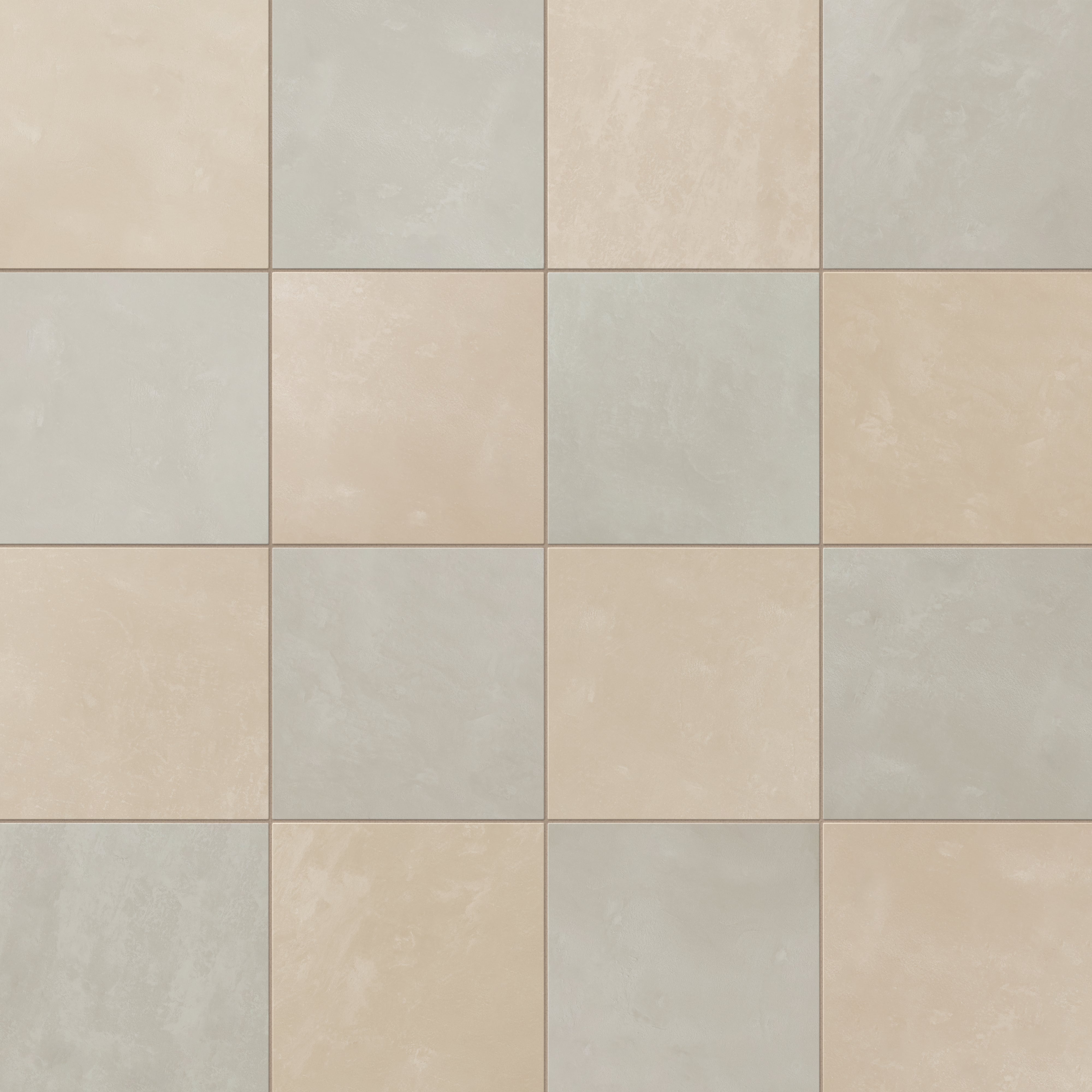 Isabel 6 x 6 Checkerboard Matte Porcelain Tile in Almond Mist and Silverstone