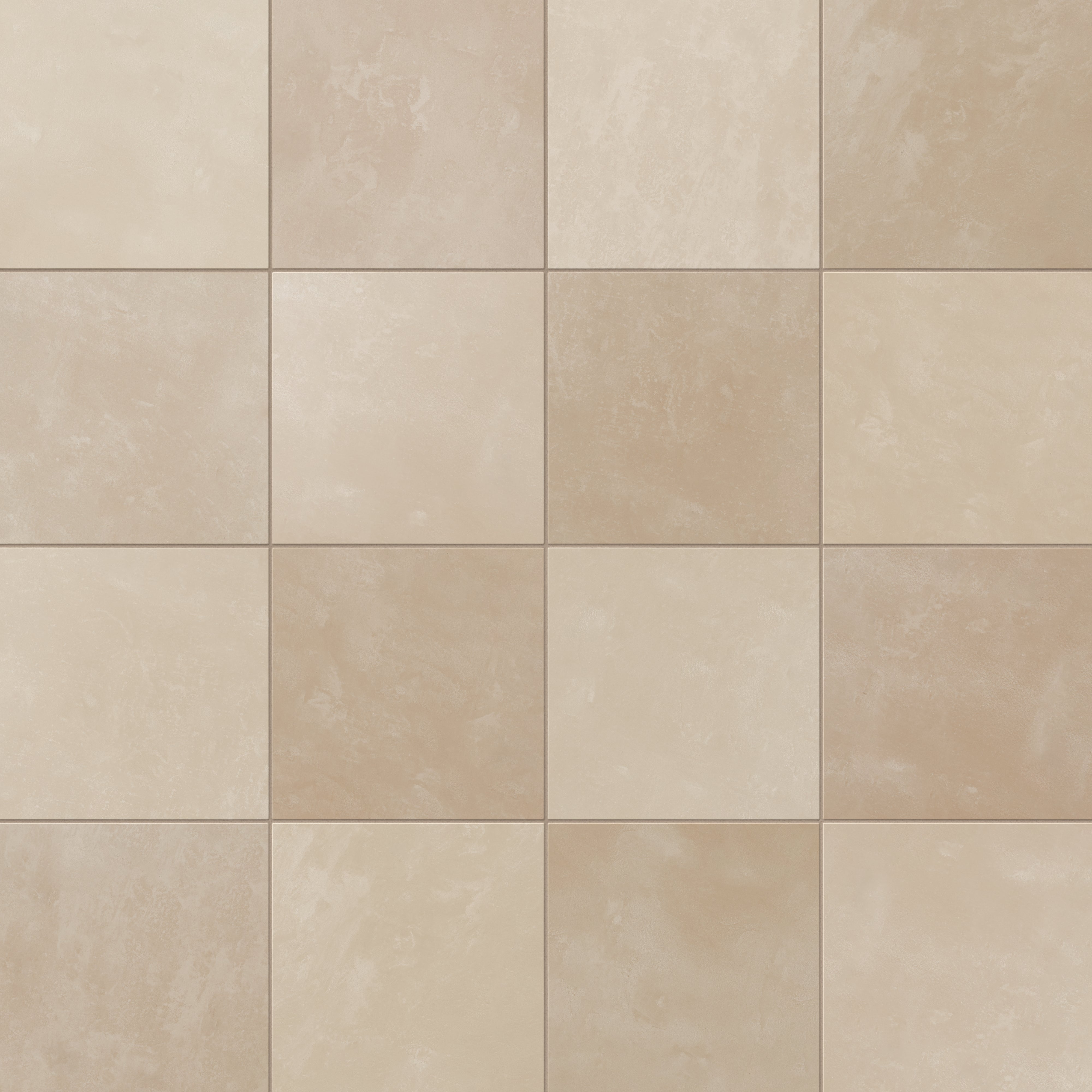 Isabel 6 x 6 Checkerboard Matte Porcelain Tile in Almond Mist and Sahara Sand