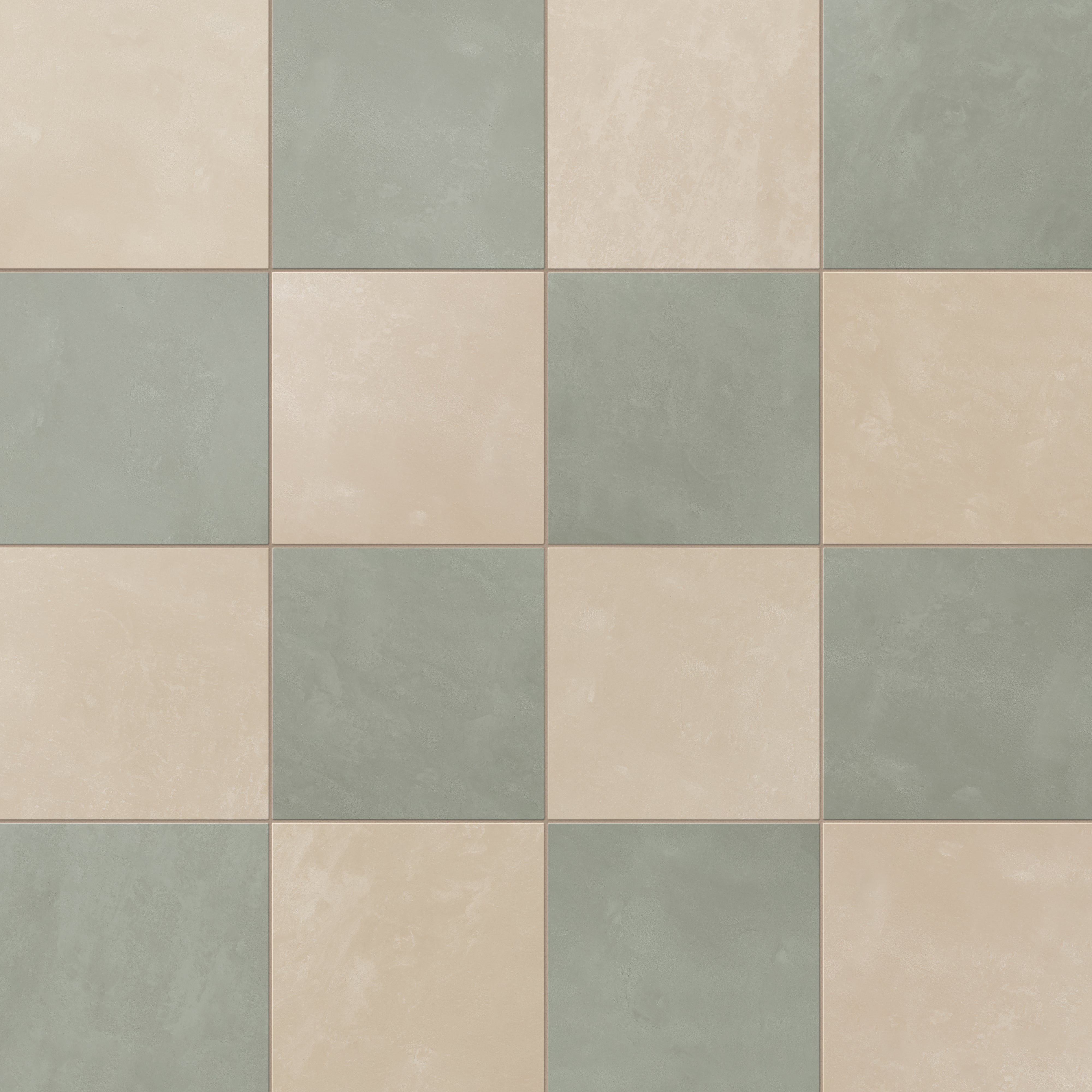 Isabel 6 x 6 Checkerboard Matte Porcelain Tile in Almond Mist and Soft Sage
