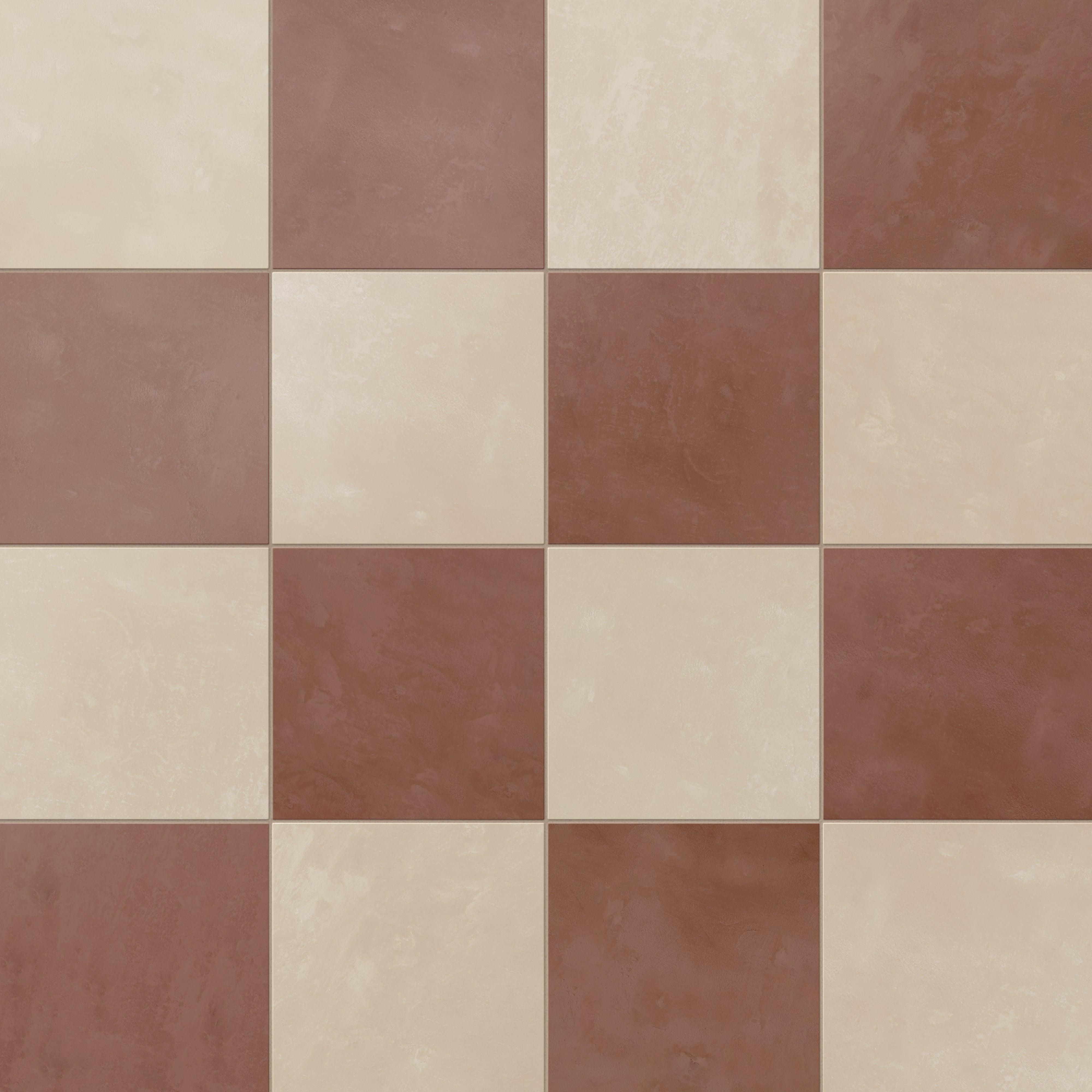 Isabel 6 x 6 Checkerboard Matte Porcelain Tile in Almond Mist and Burnt Umber