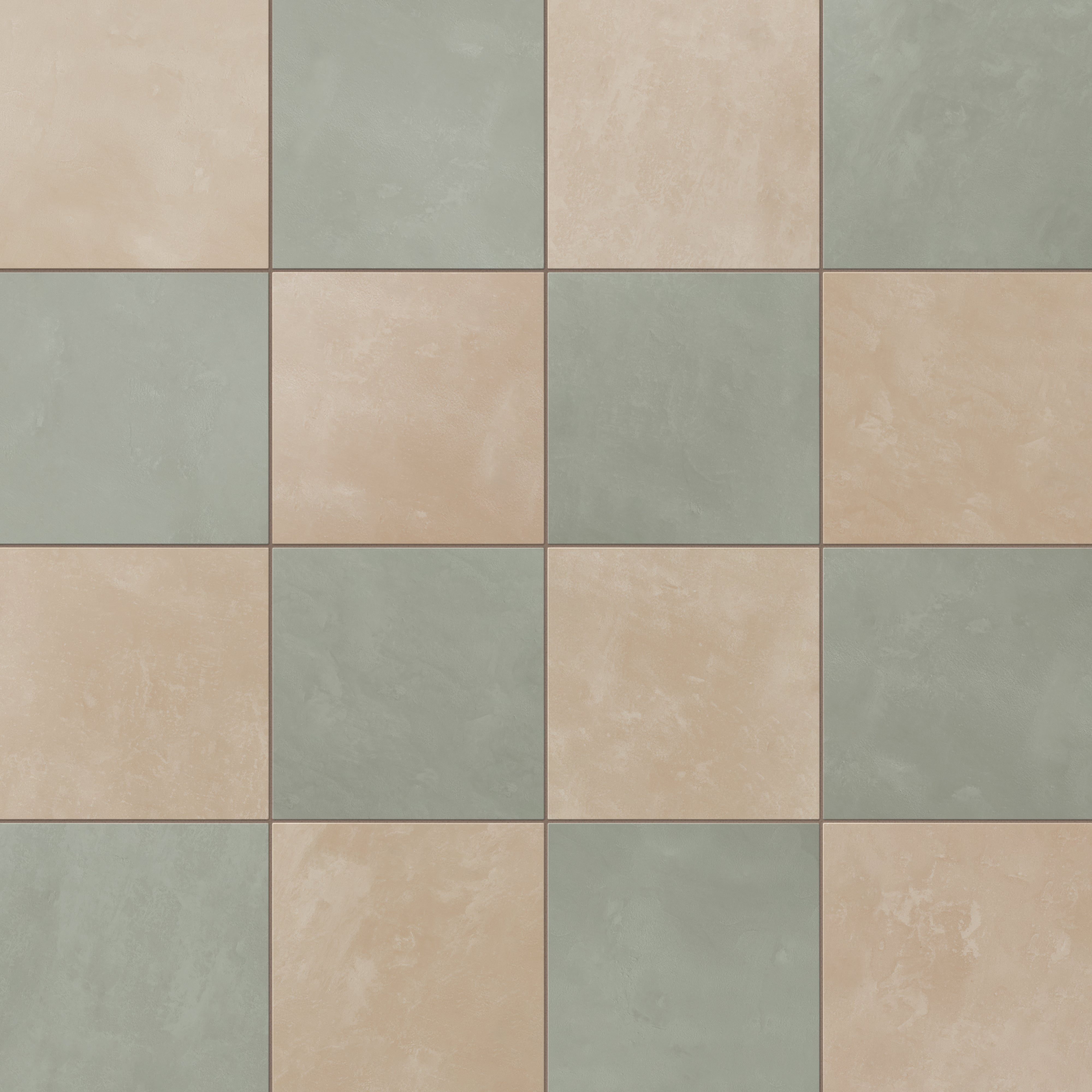 Isabel 6 x 6 Checkerboard Matte Porcelain Tile in Sahara Sand and Soft Sage