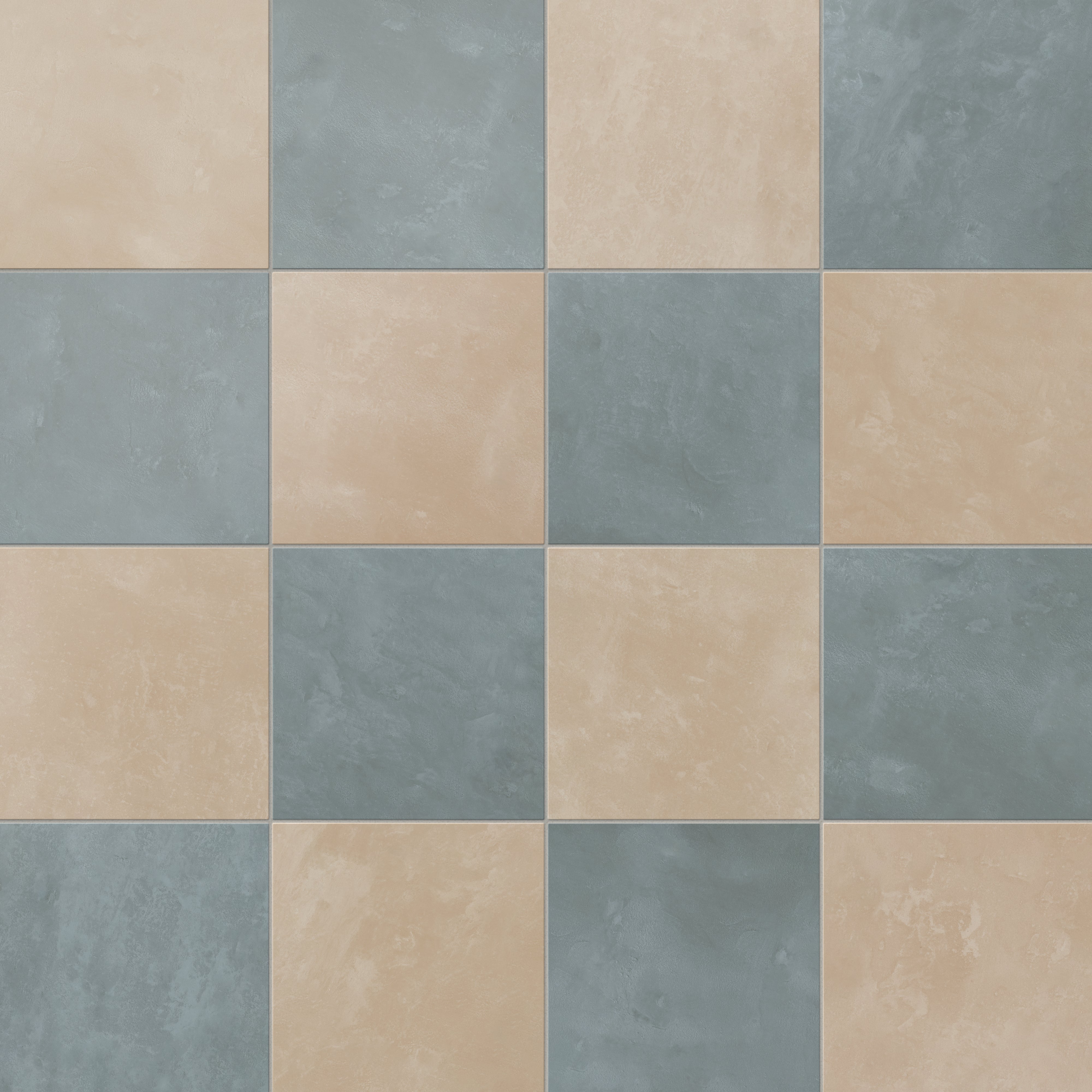 Isabel 6 x 6 Checkerboard Matte Porcelain Tile in Sahara Sand and Saltwater