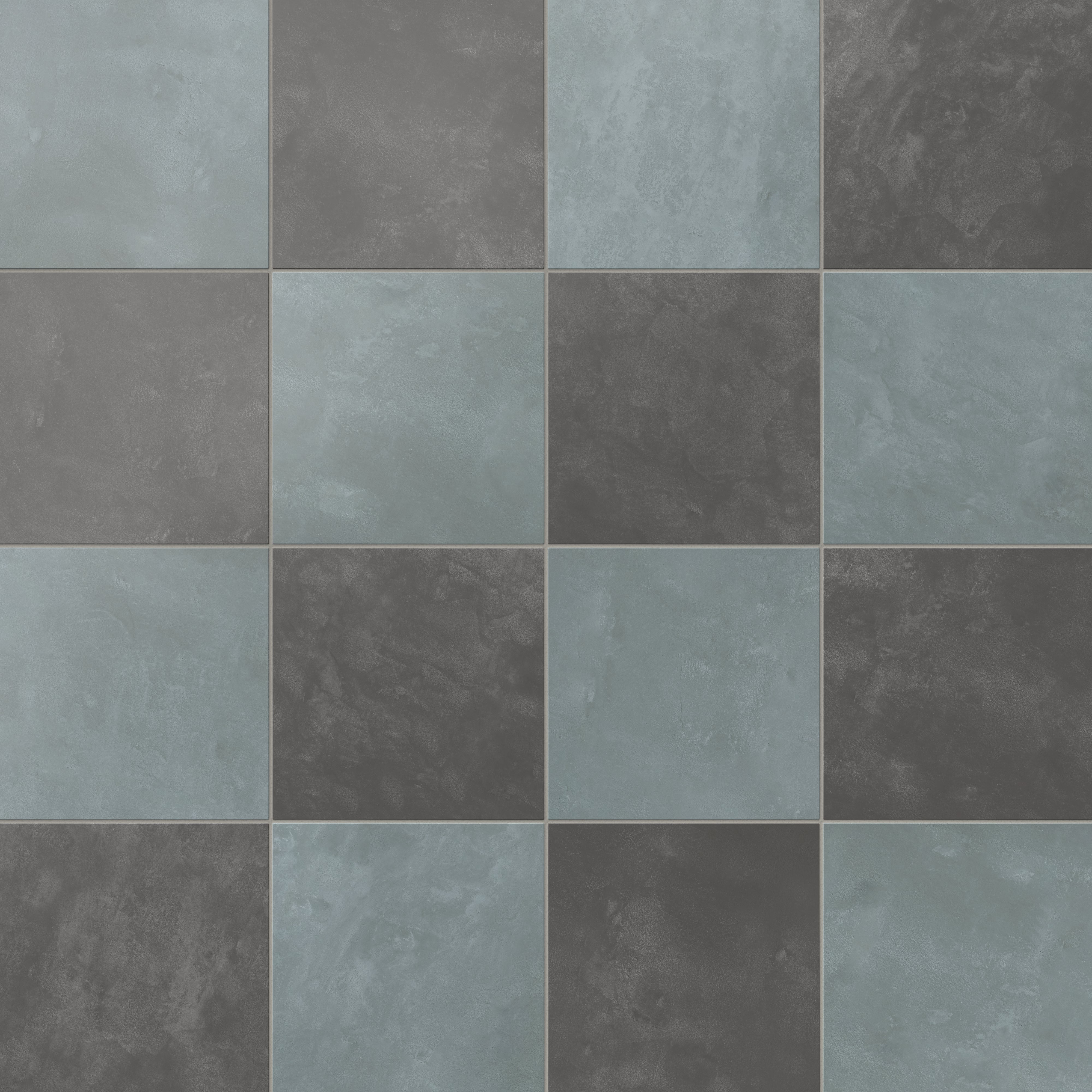 Isabel 6 x 6 Checkerboard Matte Porcelain Tile in Saltwater and Midnight Slate