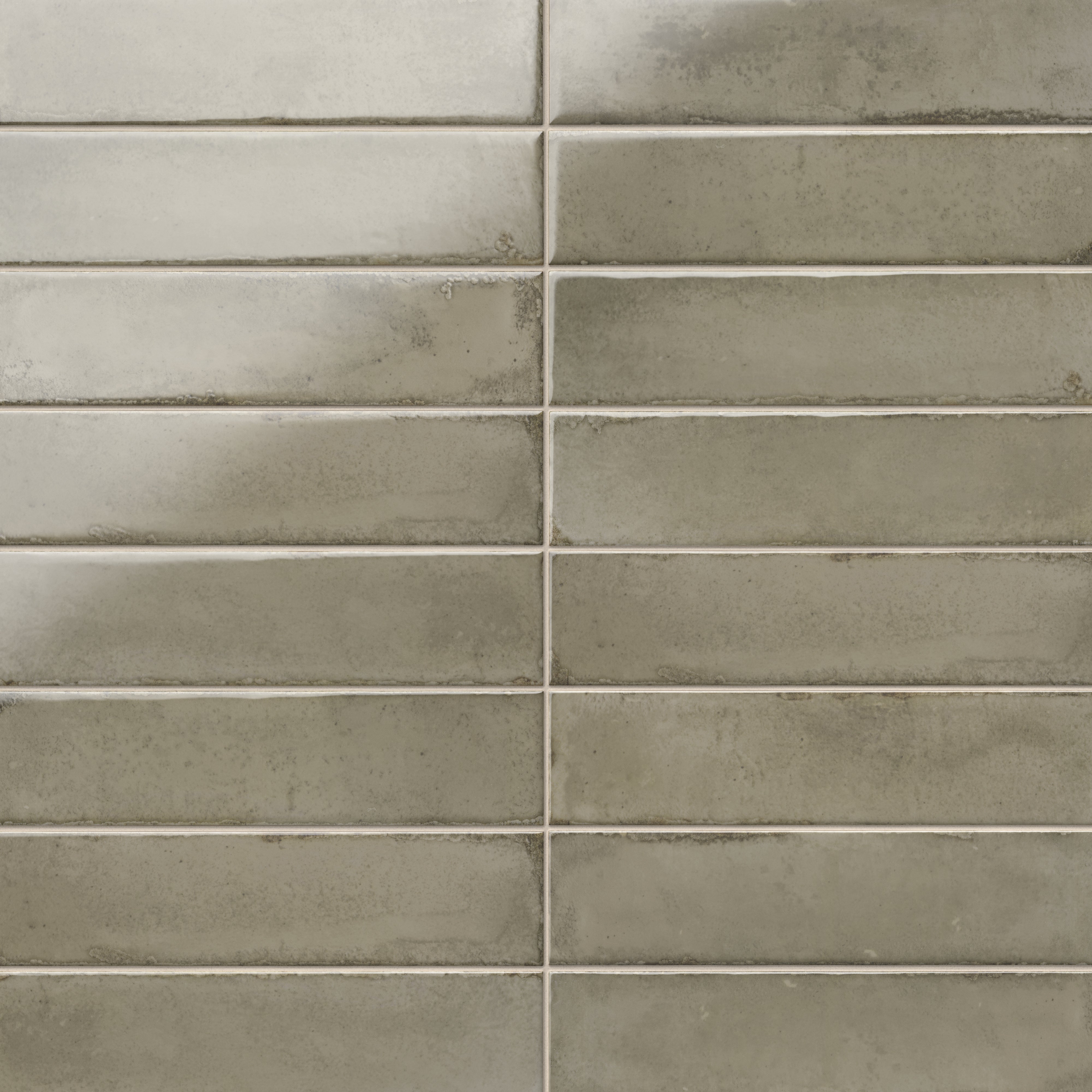 Mara 2x10 Glossy Ceramic Tile in Natural Grey