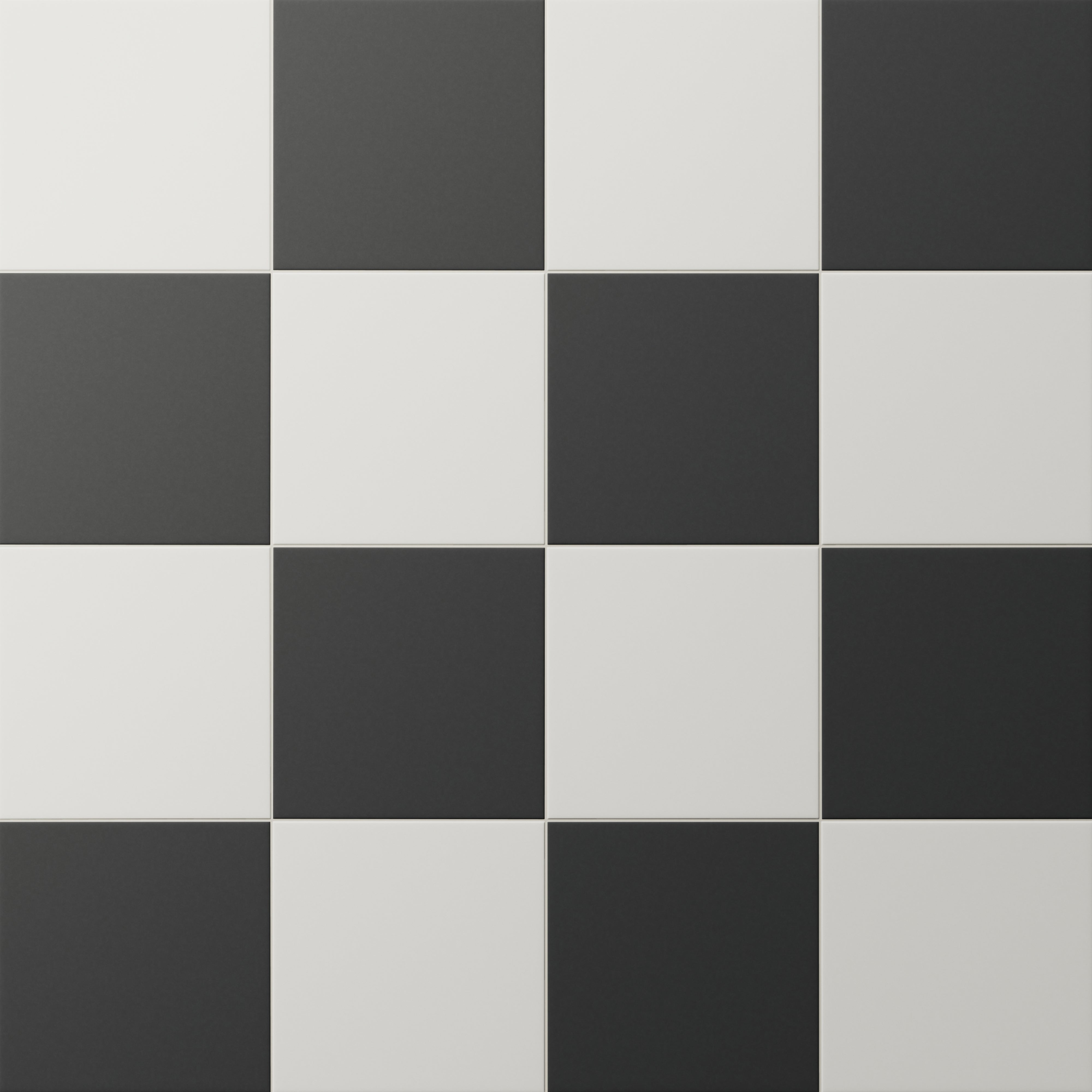 Merrick 8 x 8 Checkerboard Matte Porcelain Tile in Ambient White and Synth Black